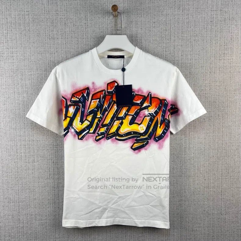Louis Vuitton SS22 Flame Logo Graffiti Print Crew Neck Sho