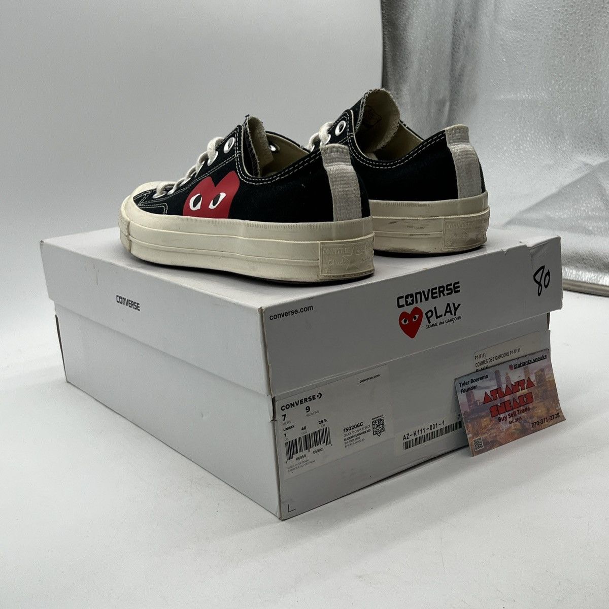 Converse Comme Des garçons play x chuck 70 low black Size US 7 / EU 40 - 4 Thumbnail