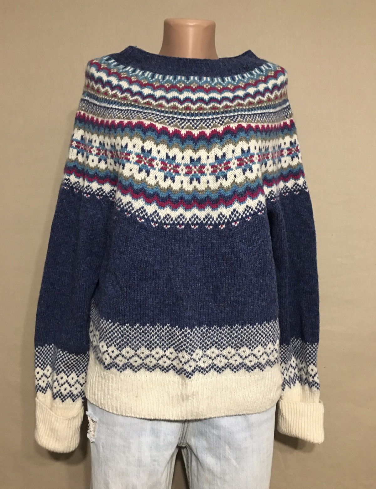 Harley of Scotland Harley of Scotland Fair Isle Pure New Wool Sweater Size L Size L / US 10 / IT 46 - 3 Thumbnail