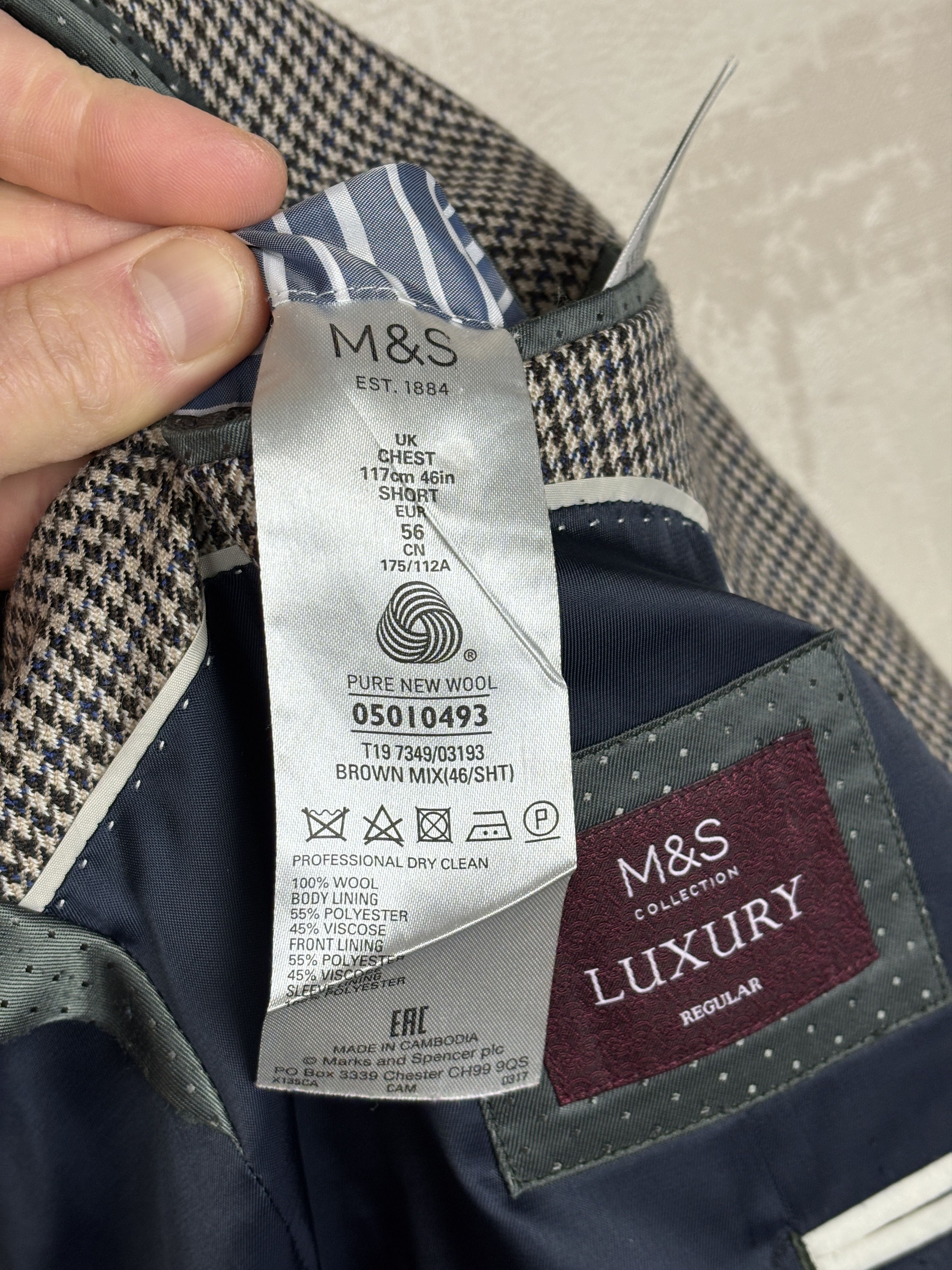 Marks & Spencer Marks and Spencer Wool Houndstooth Blazer Lanificio Campore Size 46R - 13 Thumbnail