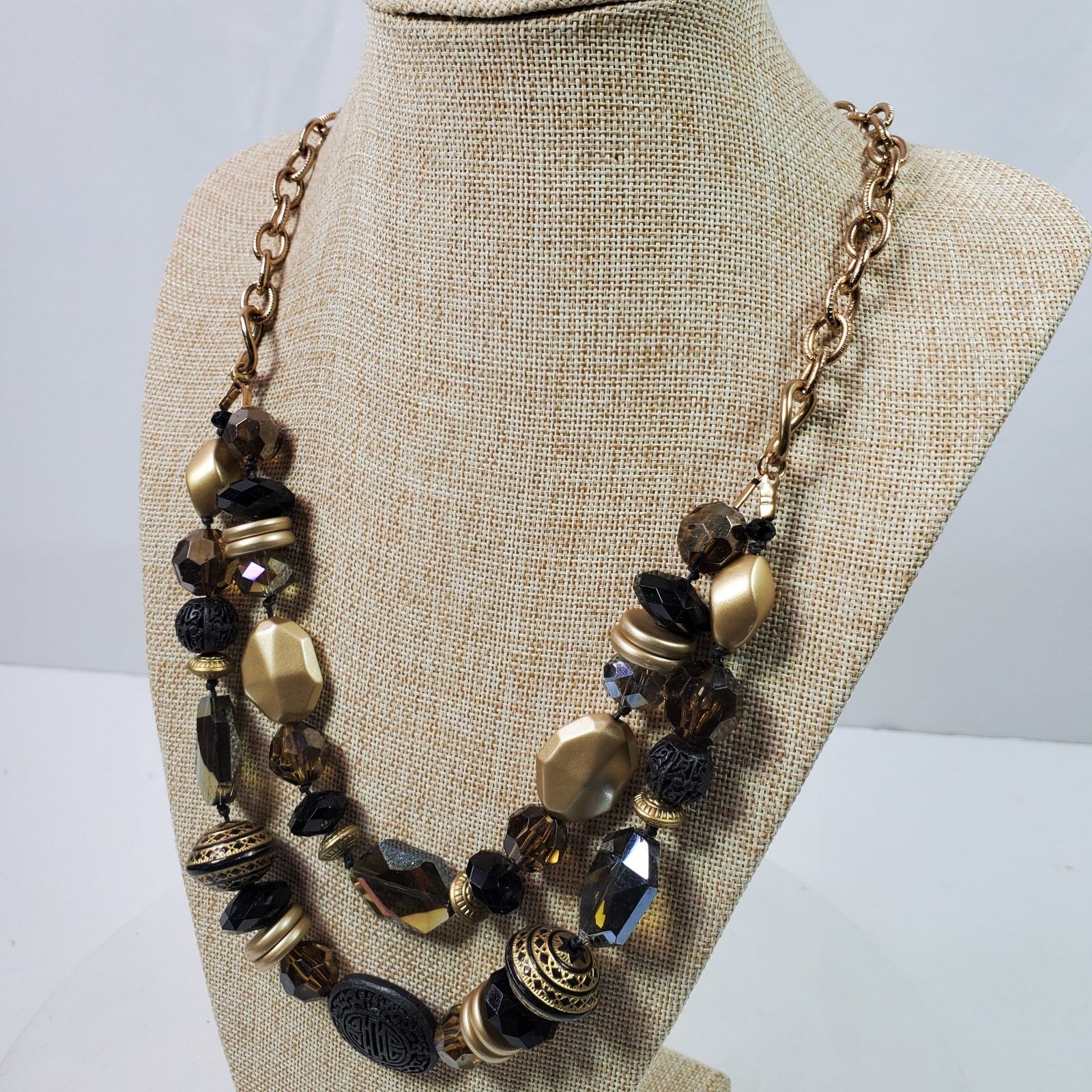 The Unbranded Brand Casual Career Black & Gold Tone Statement Necklace 22 Inch Size ONE SIZE - 3 Thumbnail