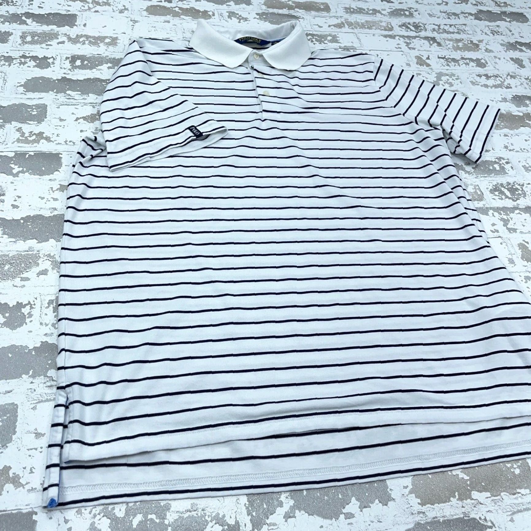 Ralph Lauren Ralph Lauren Polo Shirt Men XL White Blue Striped Soft Touch Golf Wicking Adult Polo Golf Shirt Men XL White Striped Size US XL / EU 56 / 4 - 4 Thumbnail