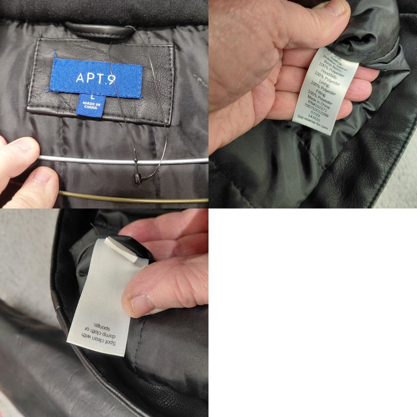 Apt. 9 Apt. 9 Men's Jacket Black Faux Leather Hooded Coat Pockets Zipper Short | Size L | Regular Fit | Motorcycle Style Size US L / EU 52-54 / 3 - 11 Thumbnail