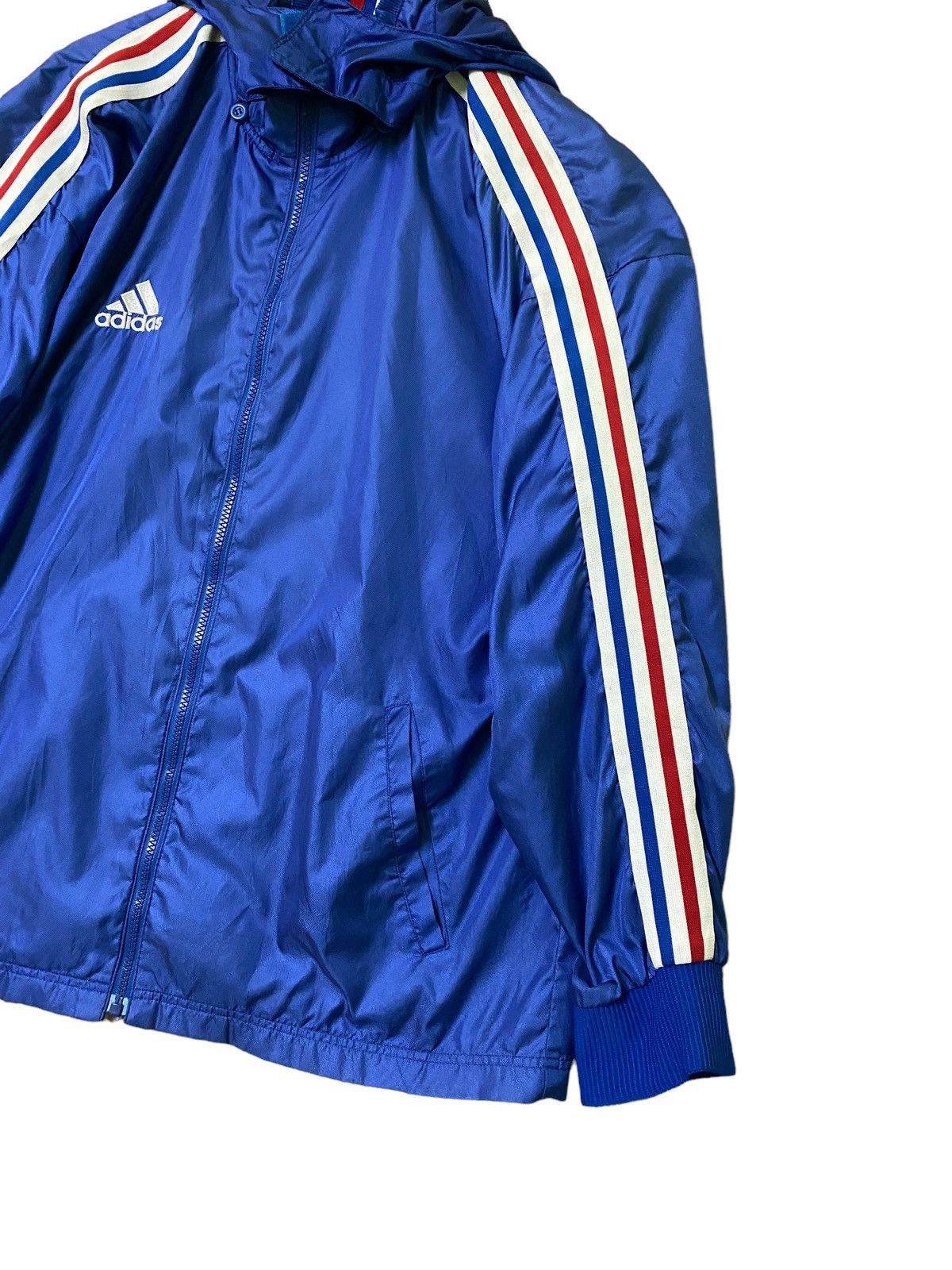 Adidas Vintage Adidas France Style Windbreaker Hoodie Size US XL / EU 56 / 4 - 4 Thumbnail
