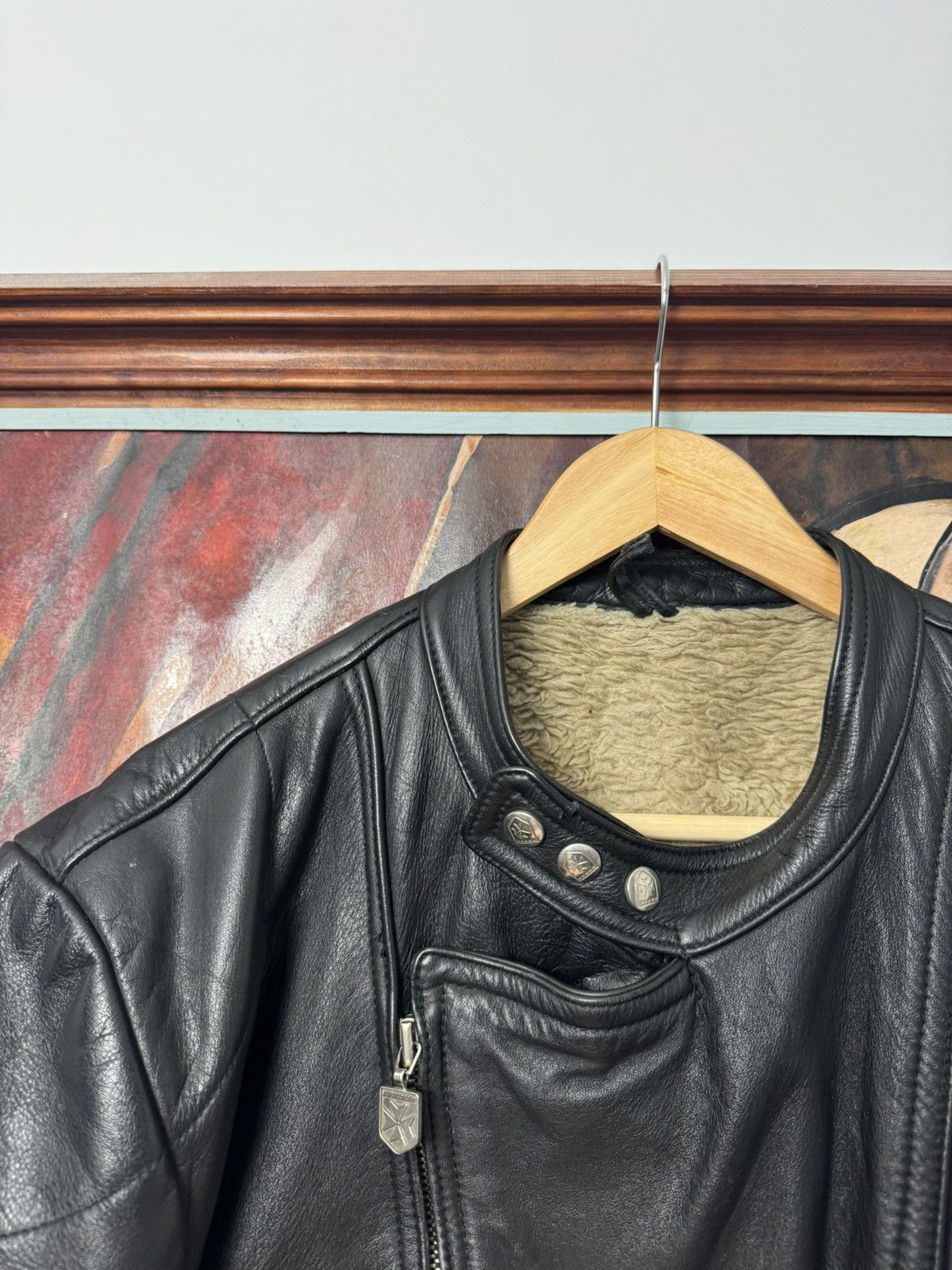 Vintage Vintage 90s Cropped Boxy Leather Racing Jacket Avant Garde Size US L / EU 52-54 / 3 - 4 Thumbnail