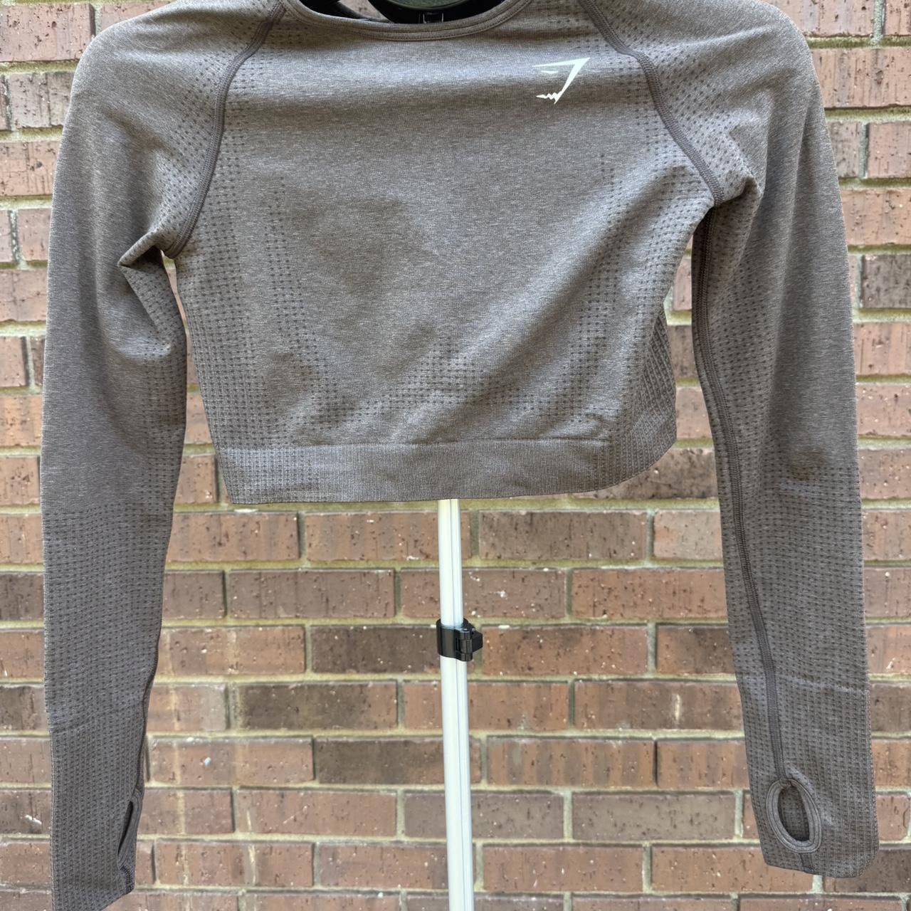 Gymshark GYMSHARK Vital Seamless 2.0 Long Sleeve Crop Top Brown Marl Size M / US 6-8 / IT 42-44 - 1 Thumbnail