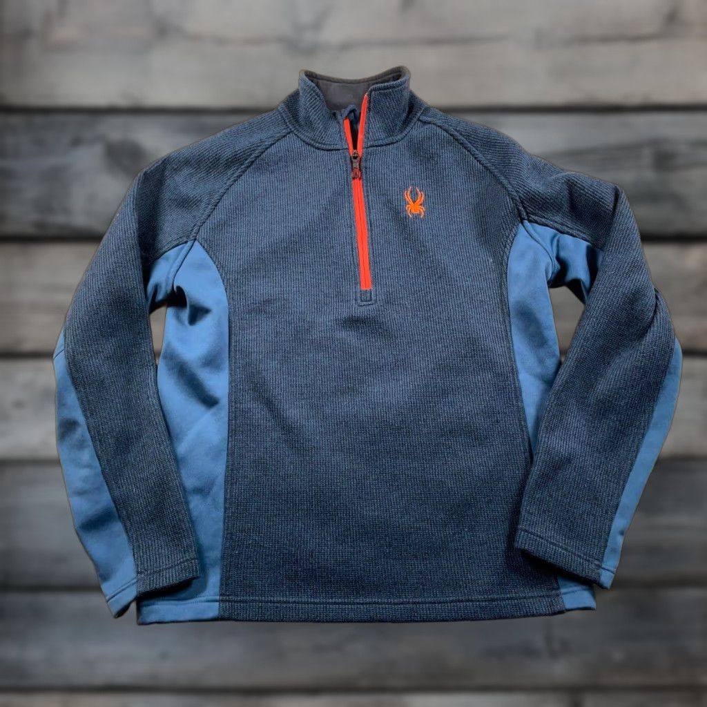 Spyder Spyder Outbound 1/4 Zip Sweater Shirt Adult Medium Dark Blue Orange Ribbed Knit Size US M / EU 48-50 / 2 - 1 Thumbnail