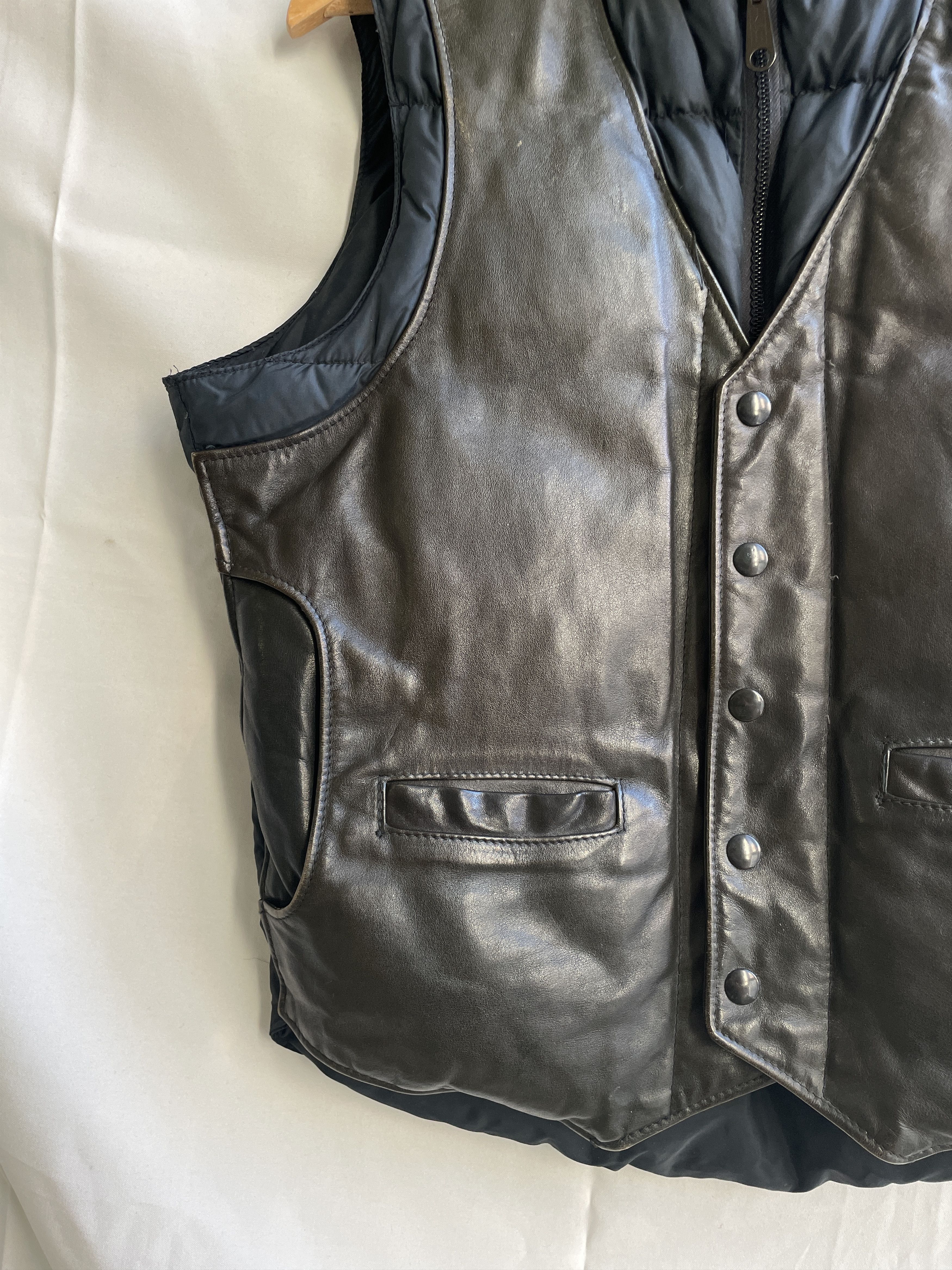 Schott Down by Schott Vintage 80's 123V Down Leather Vest Size 38 Size US M / EU 48-50 / 2 - 7 Thumbnail