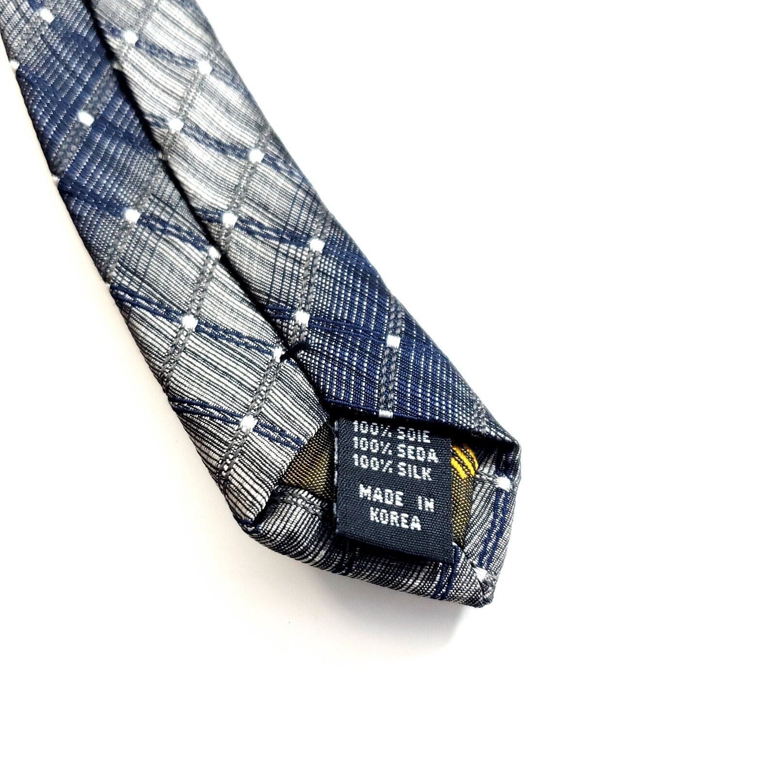 Robert Villini Roberto Villini Collezione Gray Blue Woven Geometric Silk Ti Size ONE SIZE - 4 Thumbnail