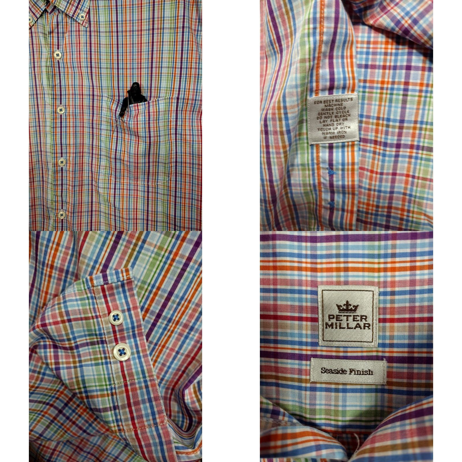 Peter Millar Peter Millar Plaid Button Up Shirt Mens XL Long Sleeve Multicolor Cotton Size US XL / EU 56 / 4 - 2 Thumbnail