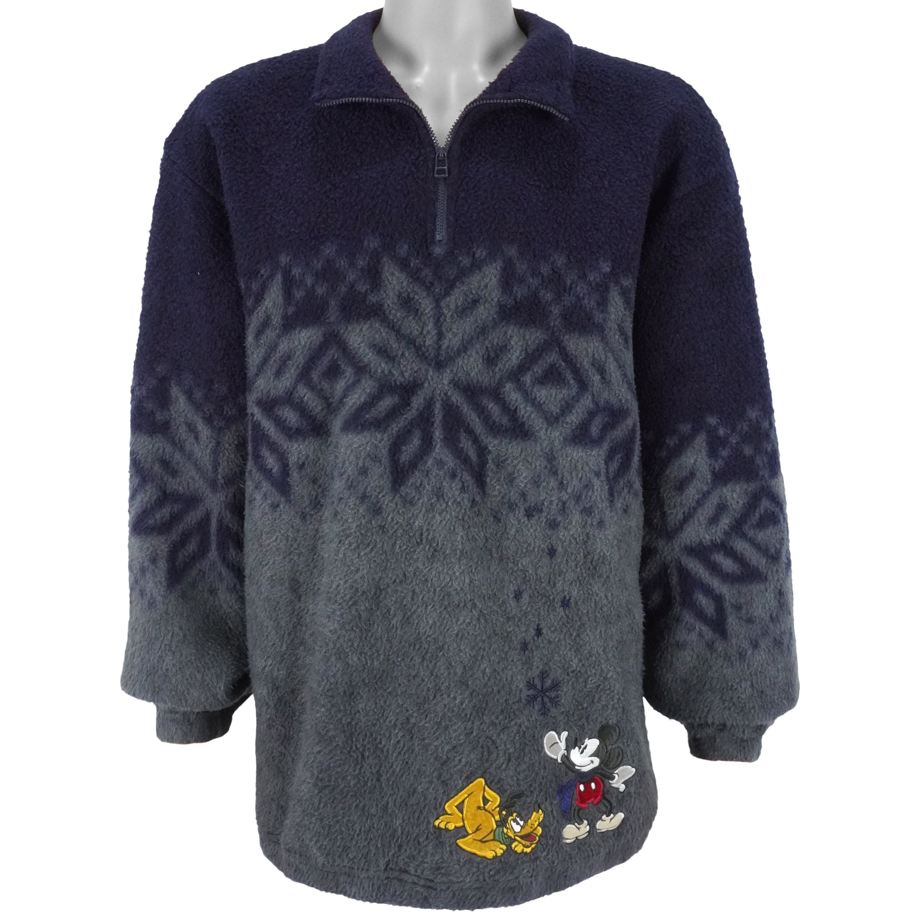 Disney Mickey & Pluto 1/4 Zip Fleece Sweatshirt 1990s Size US M / EU 48-50 / 2 - 2 Thumbnail