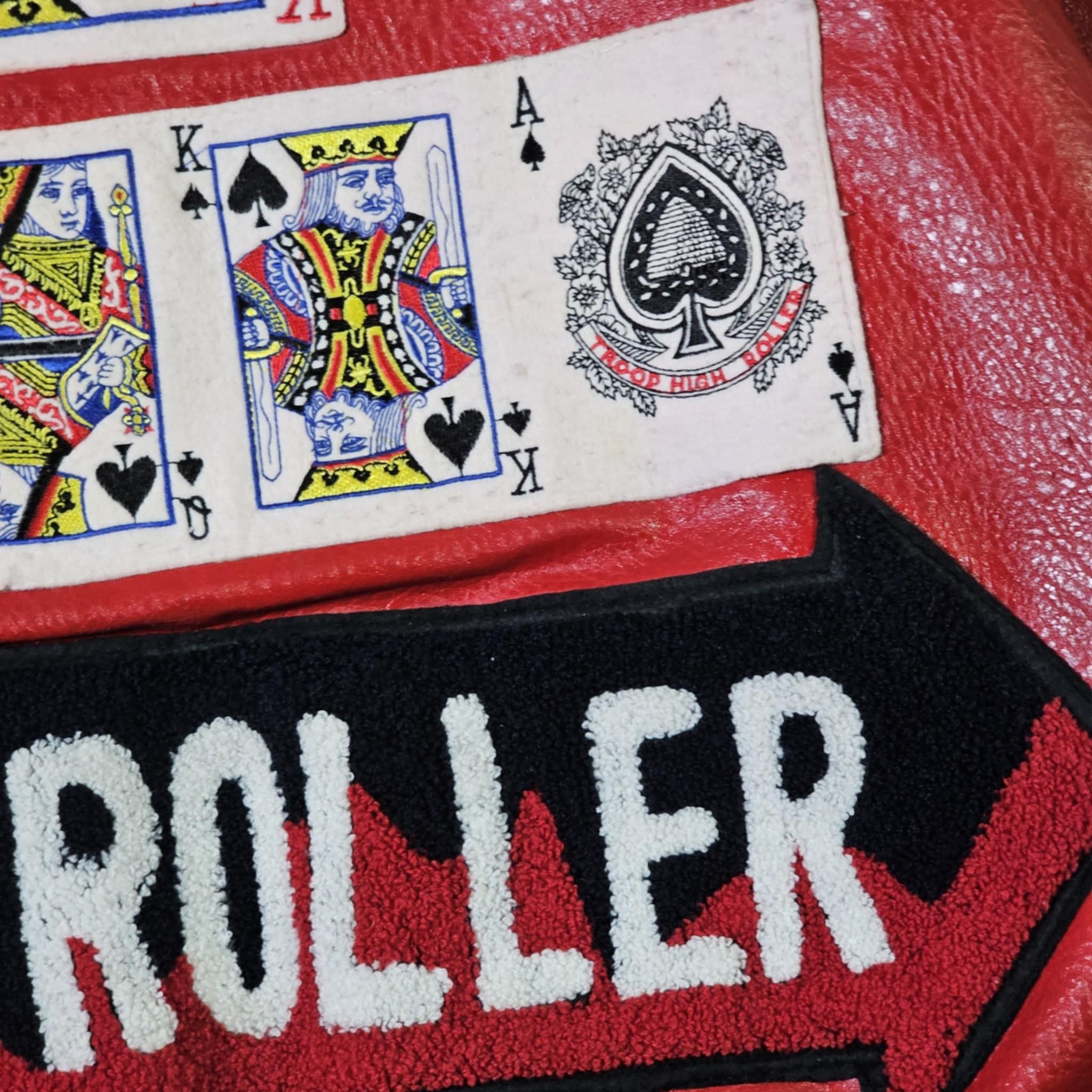 Vintage Troop Vintage 80s High Roller Gambler Leather Bomber Jacket Size US L / EU 52-54 / 3 - 9 Thumbnail