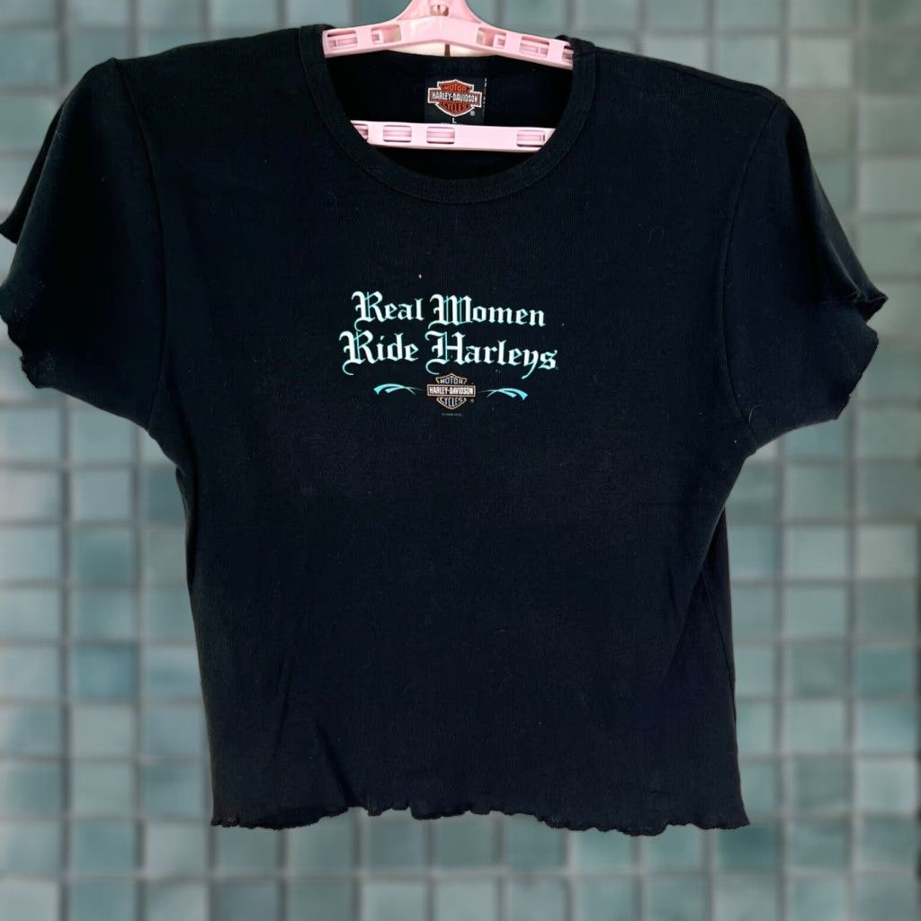 Harley Davidson VINTAGE 1998 Harley-Davidson Real Women Ride Harleys T-Shirt L Black Biker 90s Womens Size L / US 10 / IT 46 - 1 Thumbnail