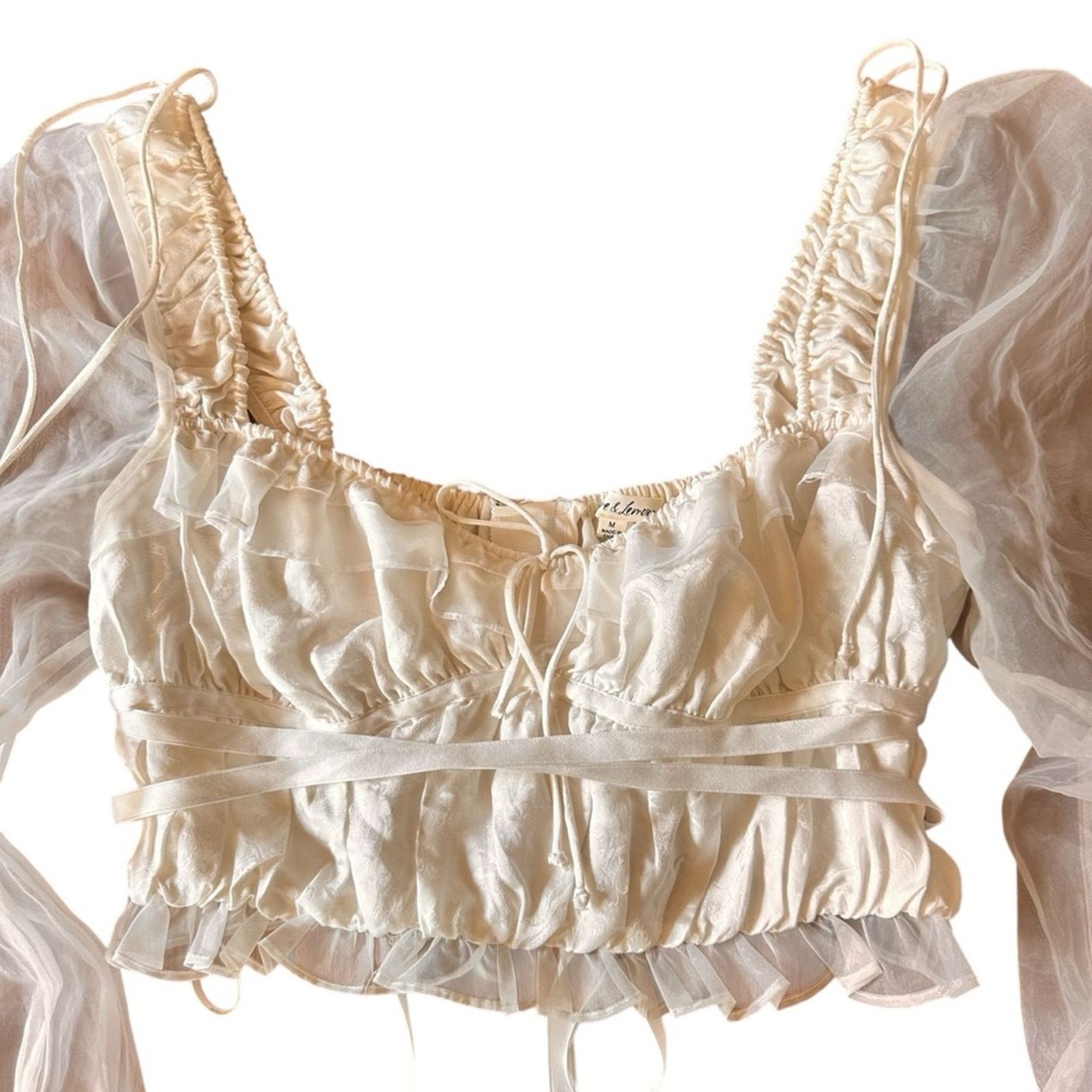 For Love & Lemons For Love & Lemons Gabrielle Top – White/Red – Size M – EUC Size M / US 6-8 / IT 42-44 - 6 Thumbnail