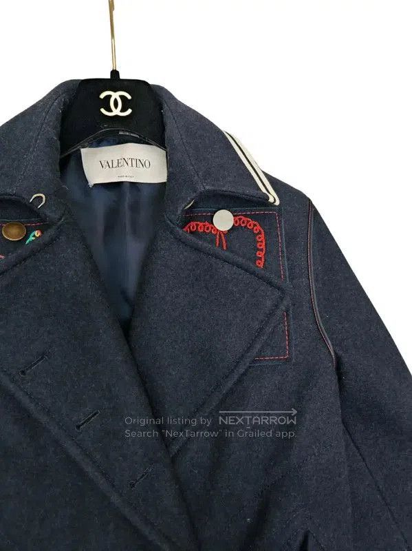 Valentino Valentino Navy Wool Printed Short Coat . Size XS / US 0-2 / IT 36-38 - 3 Thumbnail