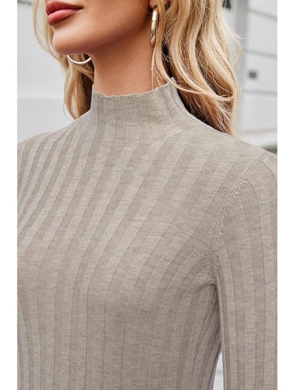Other NWT New Arach & Cloz Ribbed Wool Blend Mock Neck Sweater In Size L / US 10 / IT 46 - 2 Thumbnail