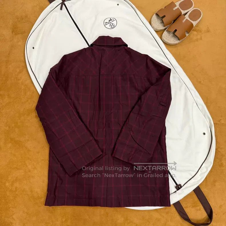 Hermes Hermes Red Plaid Belted Cotton Coat Jacket Size XXS / US 00 / IT 34 - 2 Thumbnail