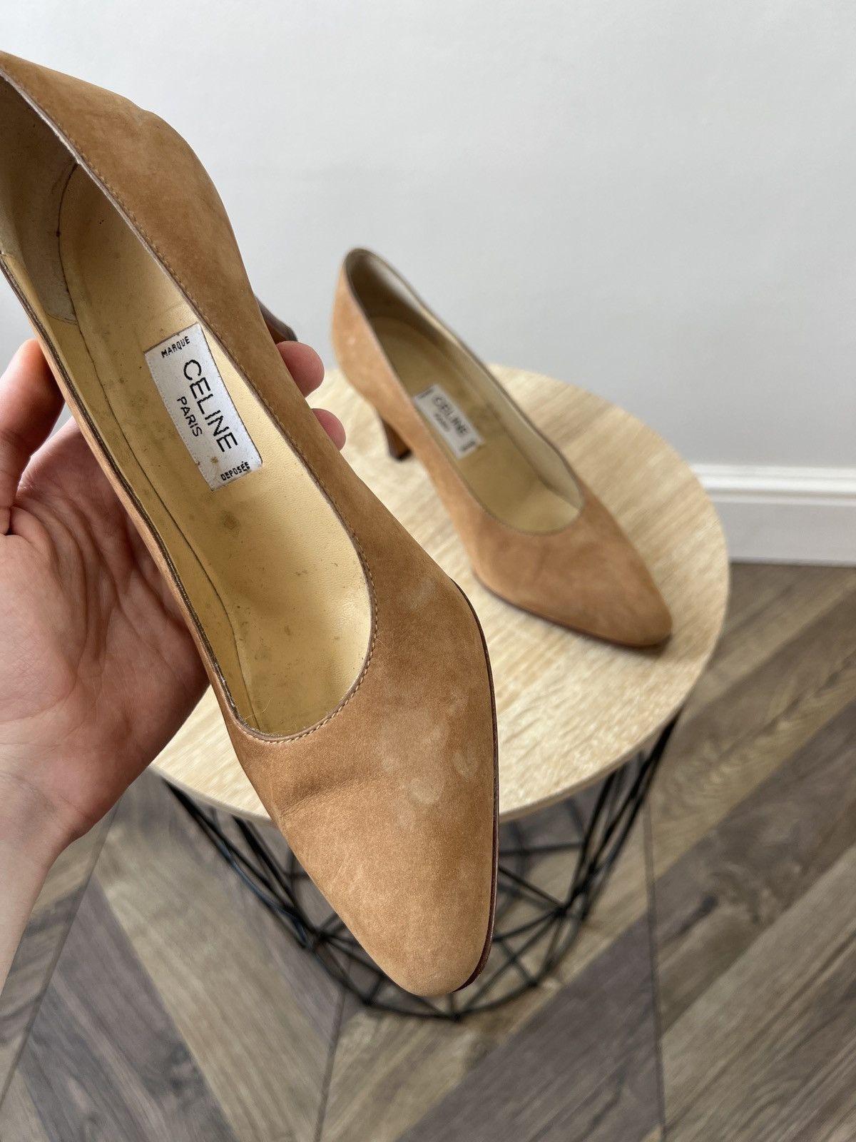 Celine Vintage Celine Women’s Brown Suede Leather Heels Pointed Toe Size US 7 / IT 37 - 9 Thumbnail