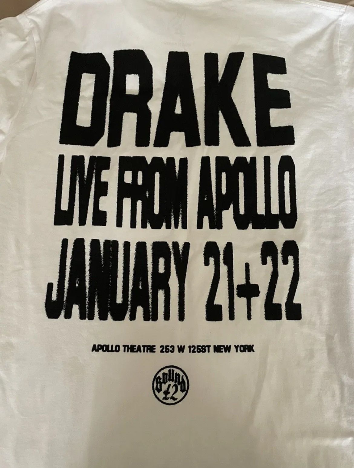 image of Drake Live From The Apollo T Shirt Size M in White, Men's