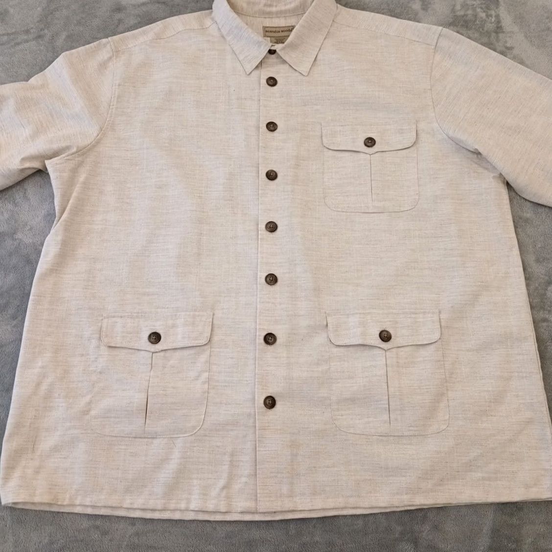Vintage Scandia Woods Mens 2XL Beige Heather Long Sleeve Button Up Pockets - 2XL Size US XXL / EU 58 / 5 - 4 Thumbnail