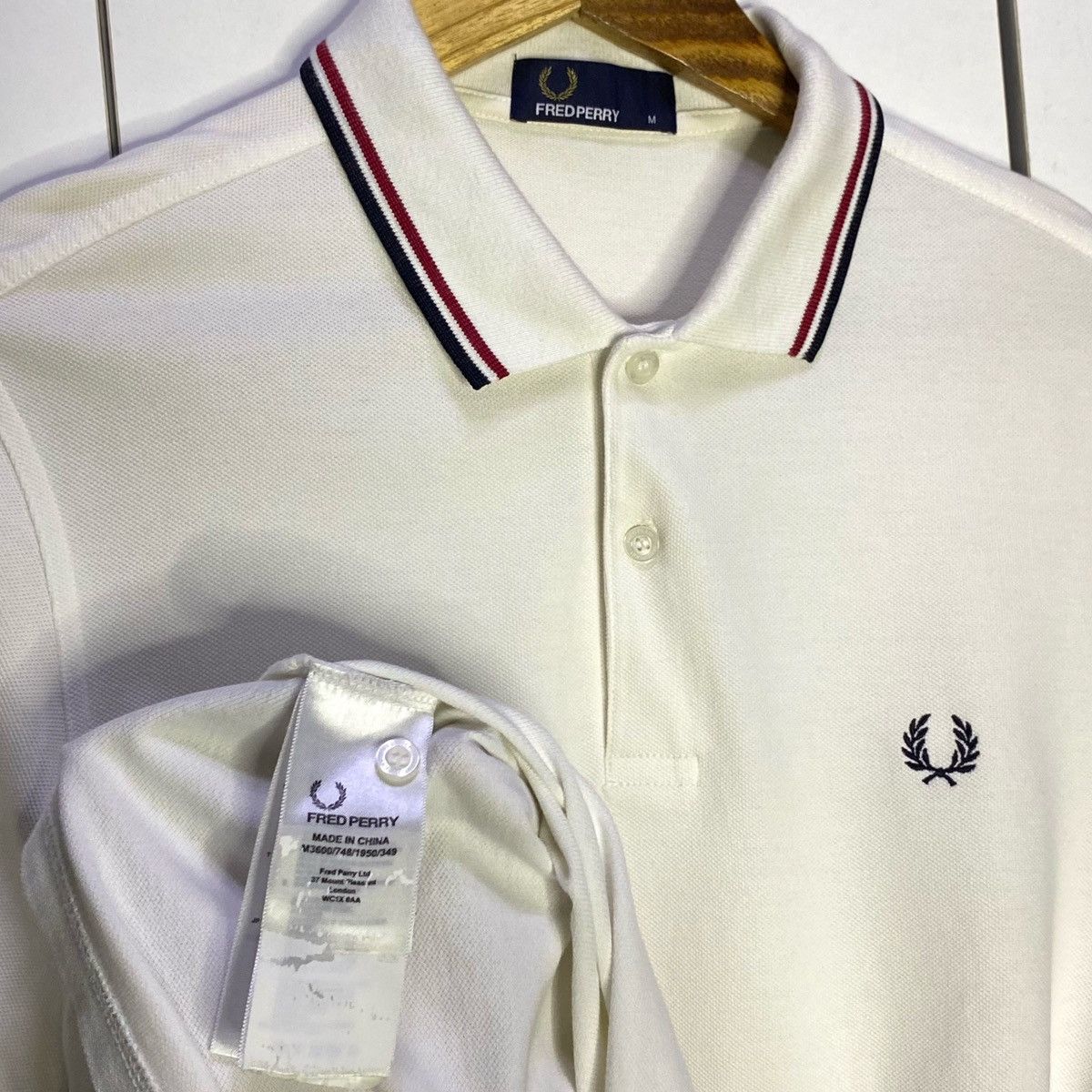 Fred Perry Fred Perry Twin Tipped White Polo Shirt | Medium Size US M / EU 48-50 / 2 - 3 Thumbnail