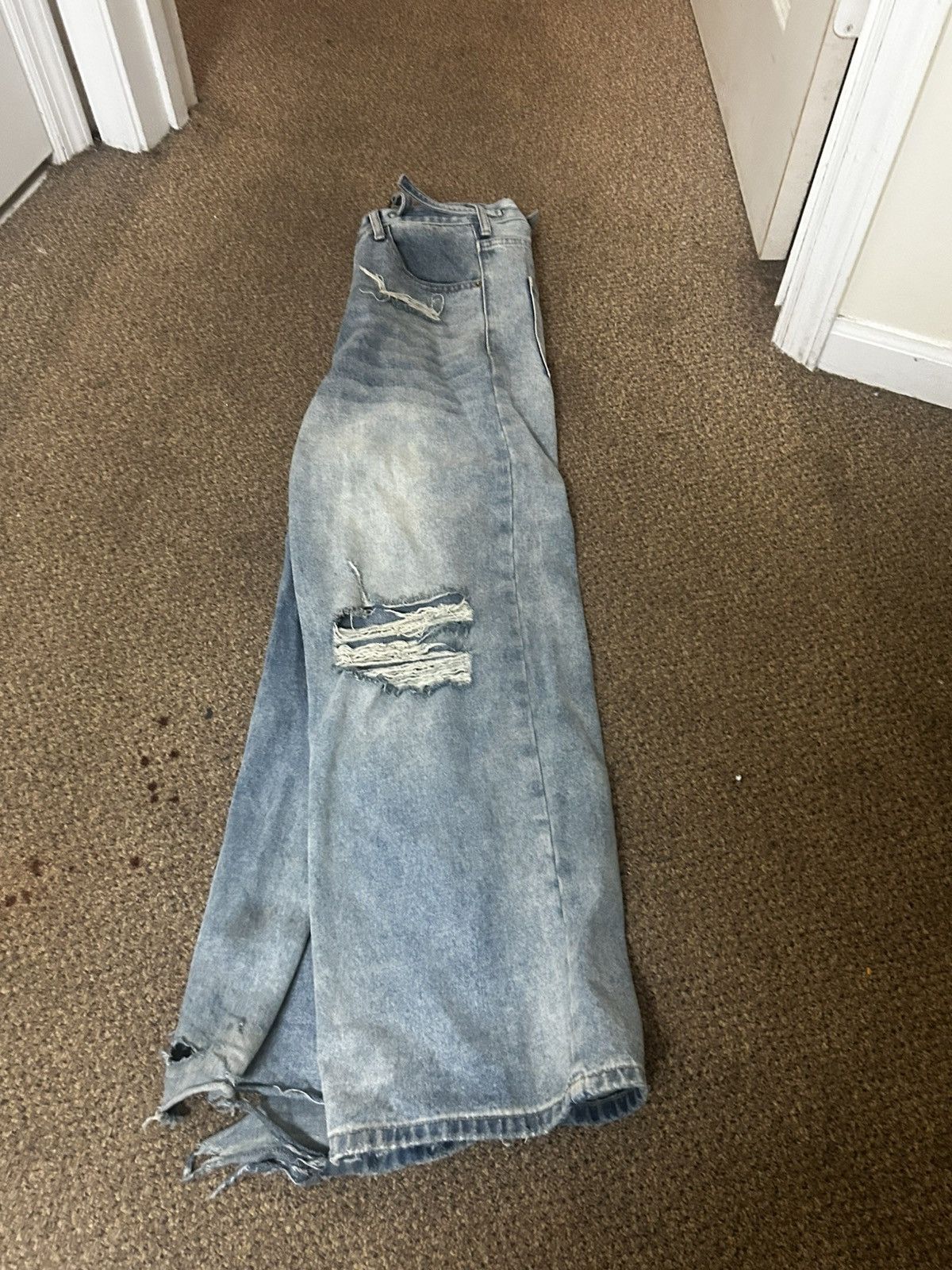 Avant Toi Light Blue Distressed Baggy Denim Size US 32 / EU 48 - 2 Thumbnail