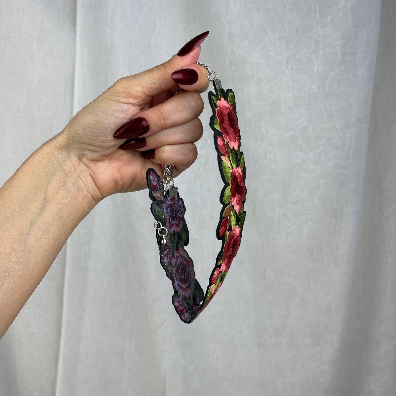 Other Embroidered Floral Choker Necklace Pink Green Black NWOT Size ONE SIZE - 23 Thumbnail