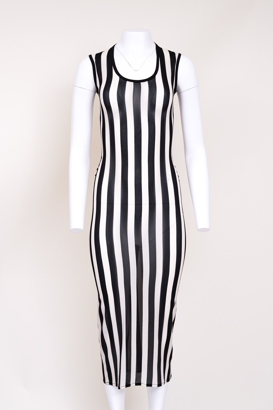 Versace Gianni Versace Black White Vertical Stripe Silk Long Dress Size S / US 4 / IT 40 - 2 Thumbnail