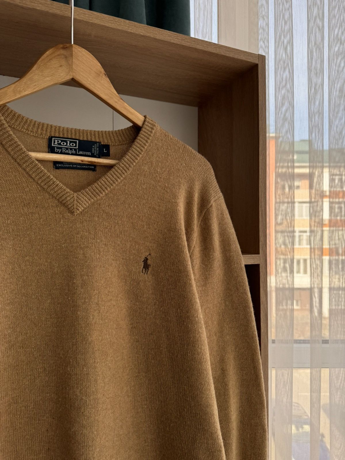 Polo Ralph Lauren × Vintage VTG Polo Ralph Lauren PRL Creamy Beige Lambswool Sweater Size US L / EU 52-54 / 3 - 3 Thumbnail