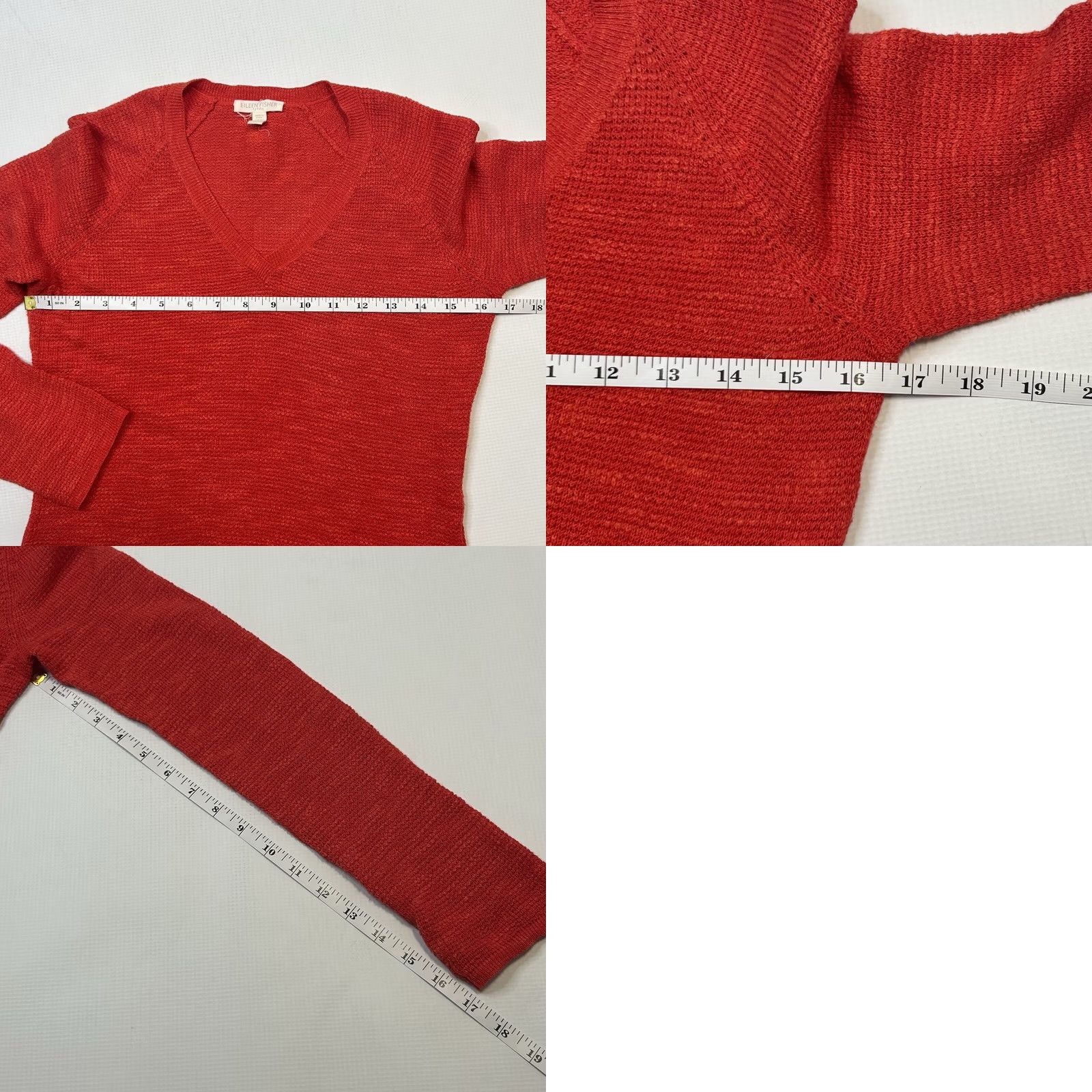 Eileen Fisher VINTAGE Eileen Fisher Cornsilk Organic Linen Cotton Waffle Knit V-Neck Sweater PP XS Size XXS / US 00 / IT 34 - 8 Thumbnail