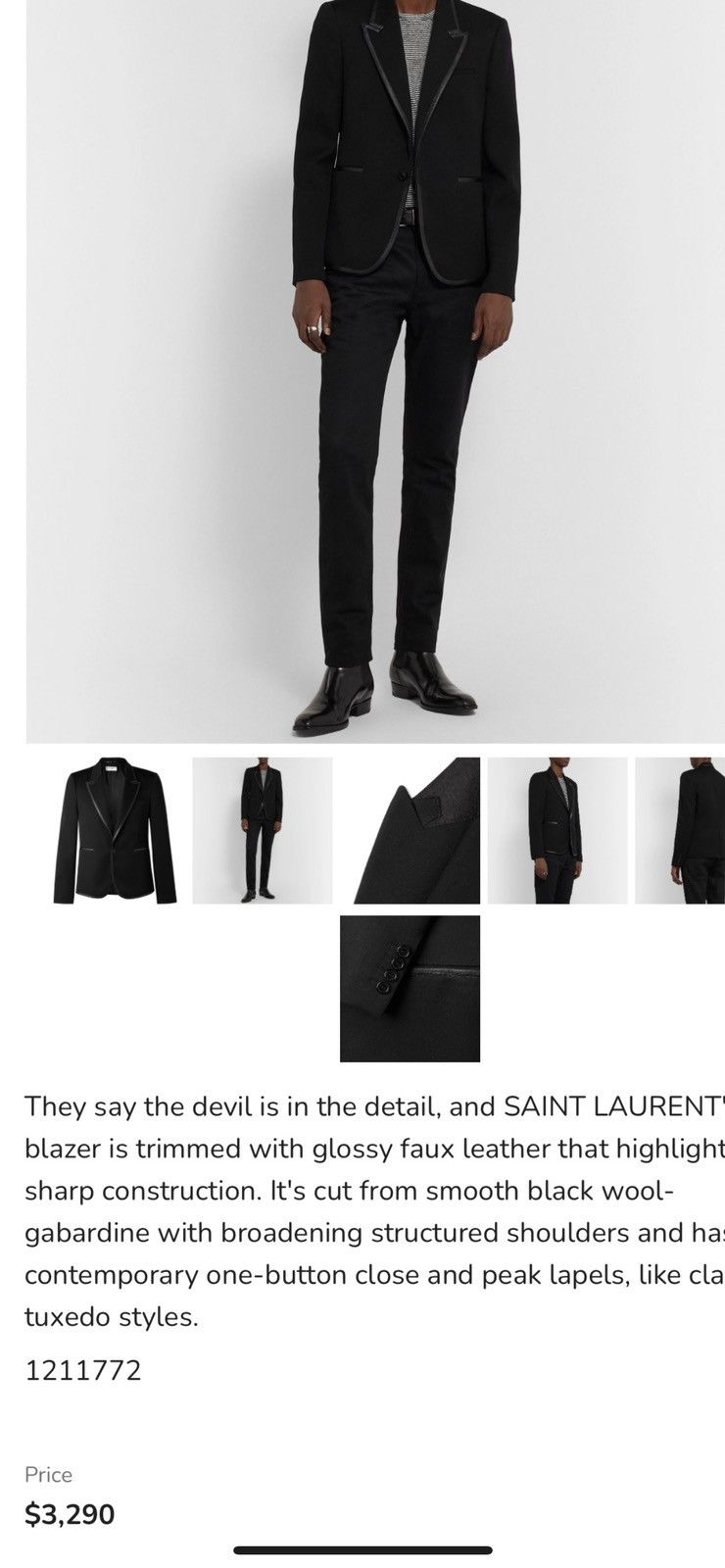 Saint Laurent Paris Saint Laurent men’s faux leather trim blazer. 54/44. $3650 Size 44R - 1 Thumbnail