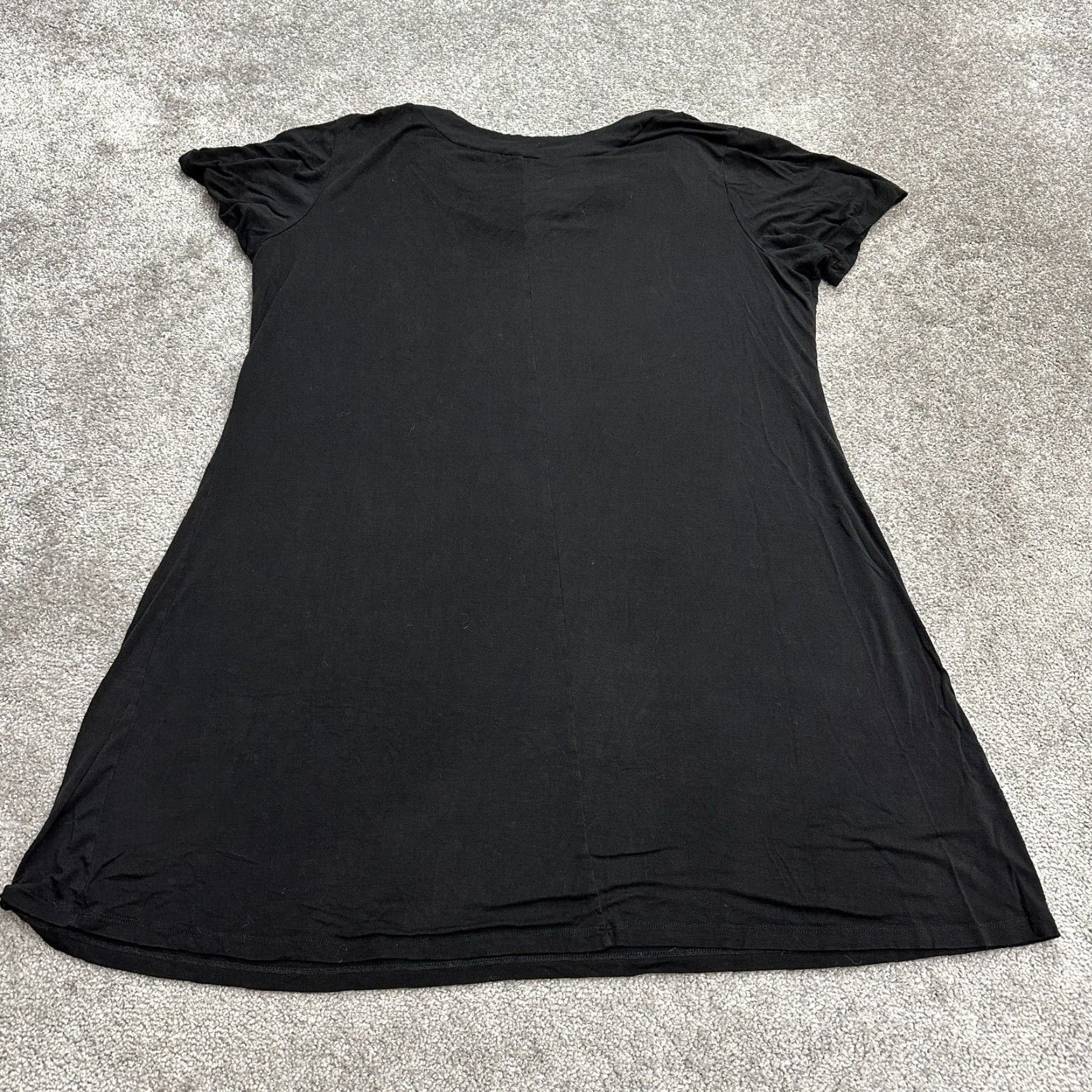 Forever 21 Forever Woman Blouse Tunic Plus Size 1X Black Short Sleeve Stretch Floral Casual Womens Size XL / US 12-14 / IT 48-50 - 2 Thumbnail
