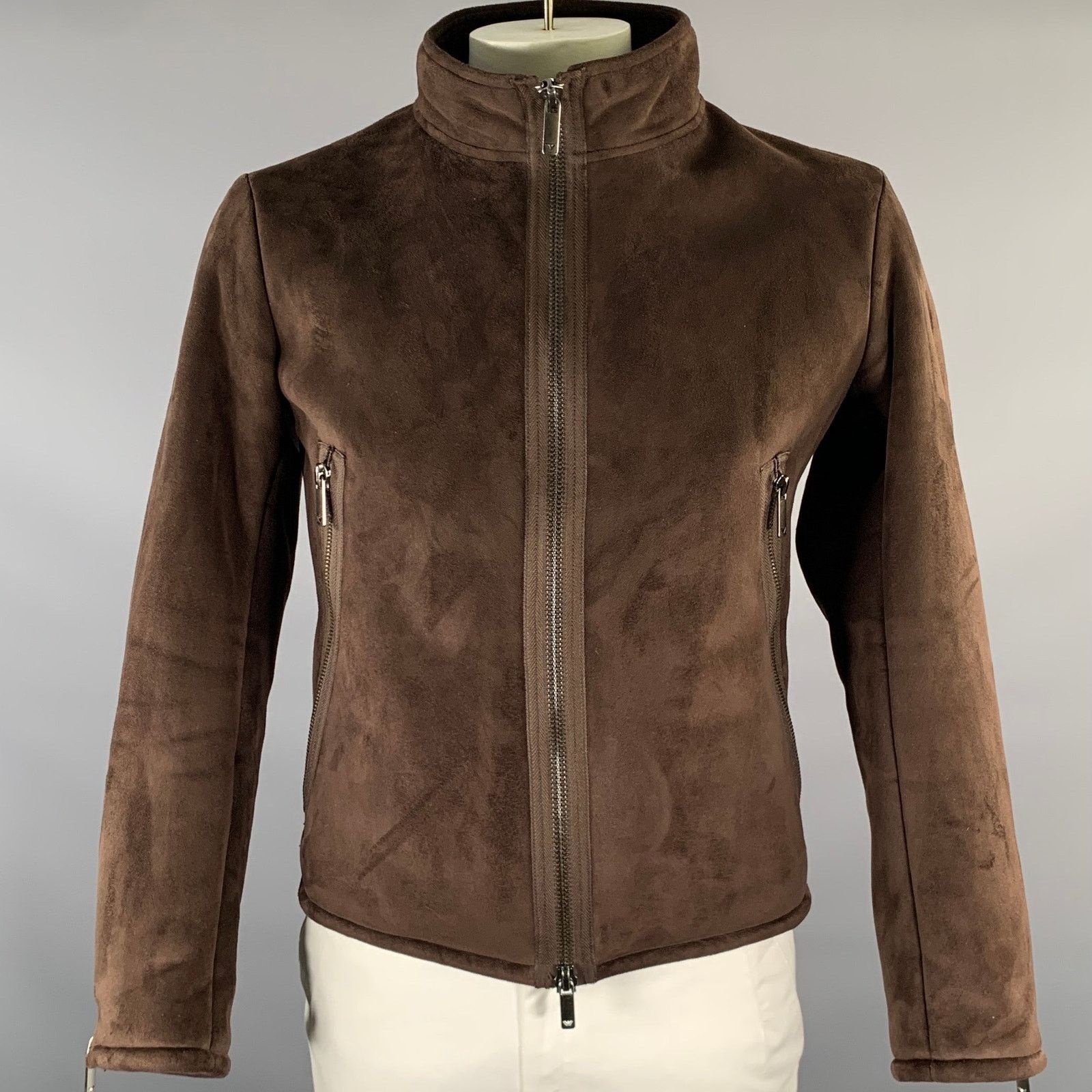 Emporio Armani EMPORIO ARMANI Size 40 Brown Polyester Nylon Zip Up Jacket Size US M / EU 48-50 / 2 - 1 Thumbnail