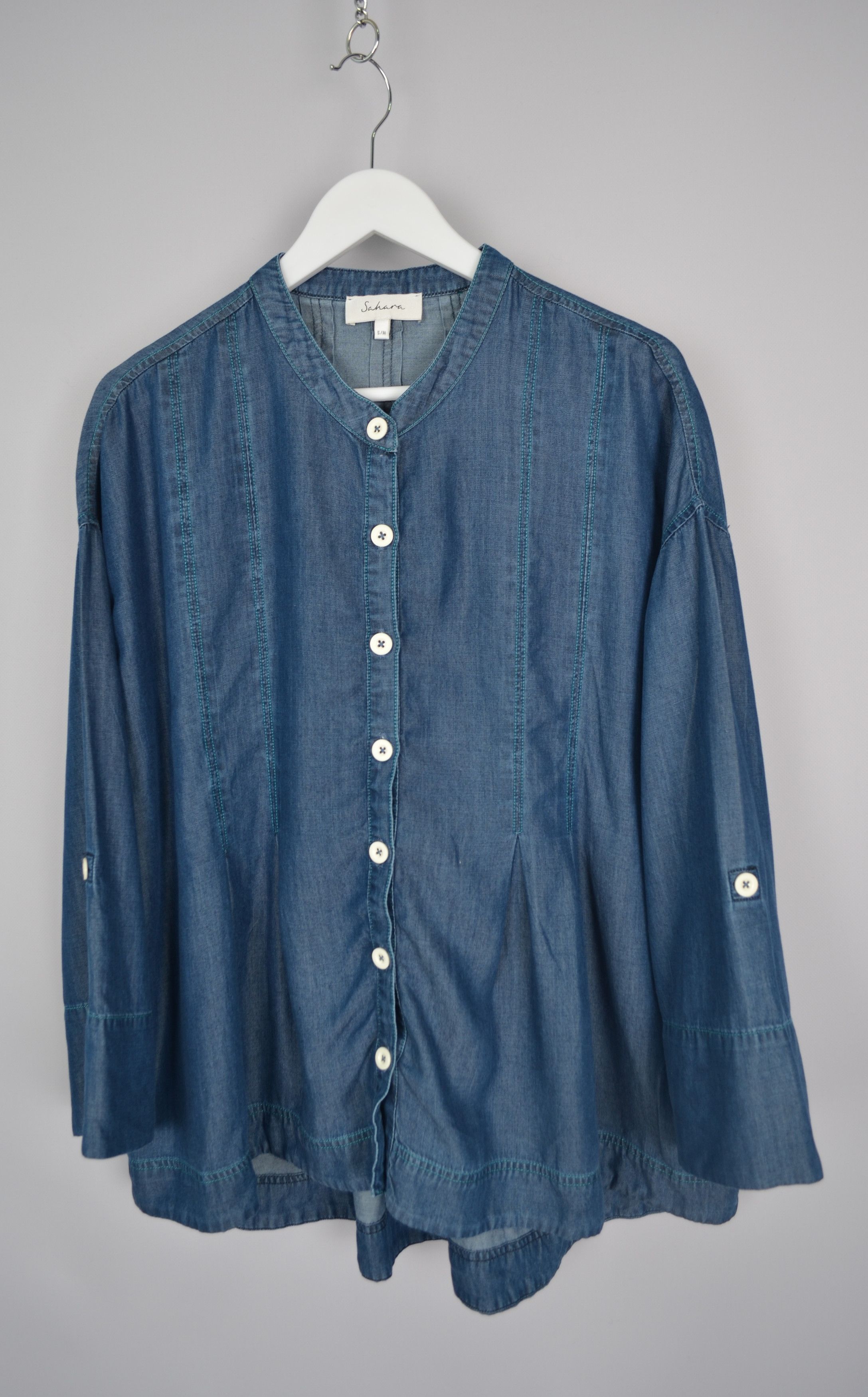Designer × Sahara Club Sahara Tencell Lyocell Denim Blue Tunic Shirt S-M Oversize Size S / US 4 / IT 40 - 10 Thumbnail
