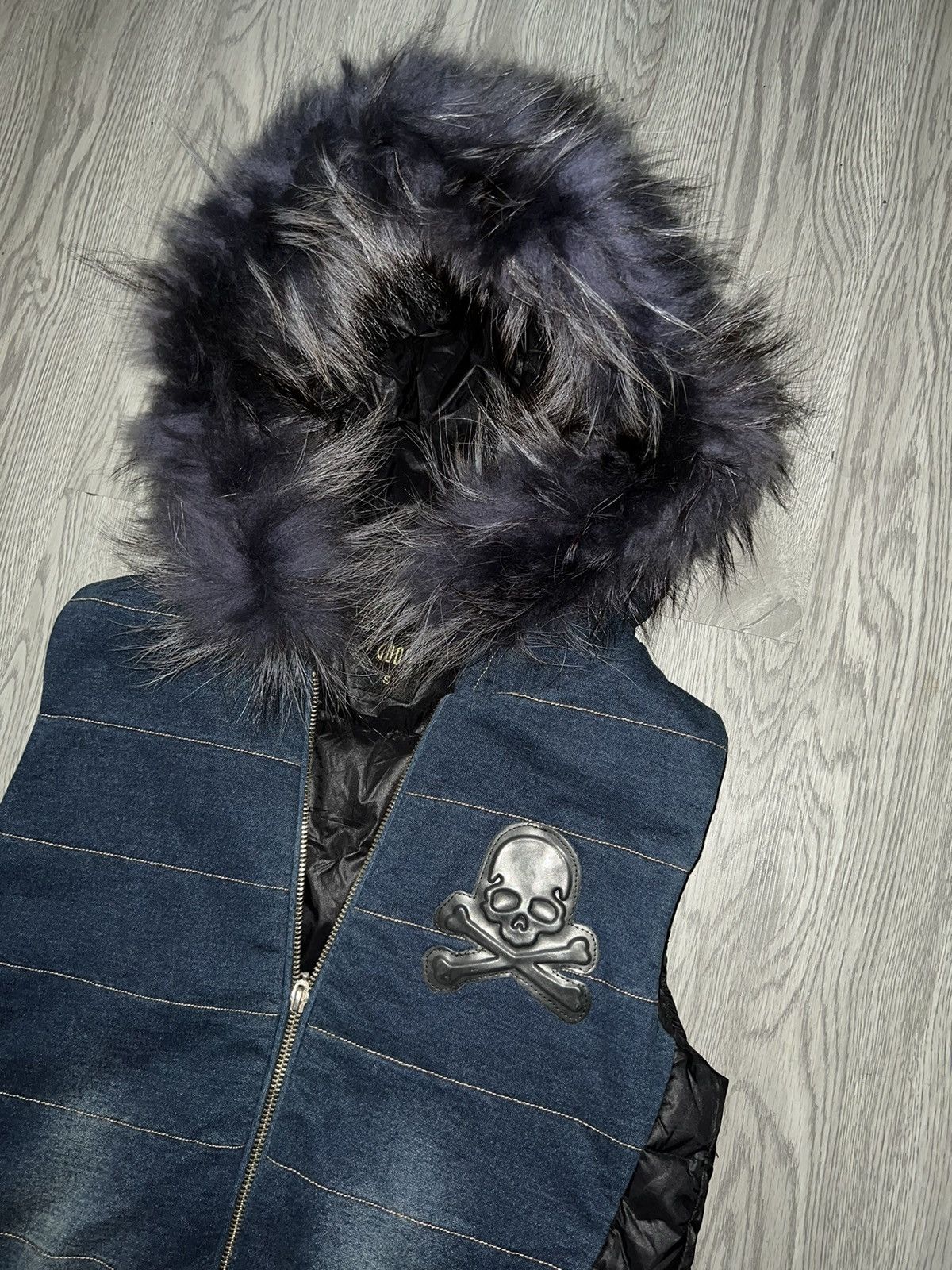 Le Grande Bleu (L.G.B.) Skull Fur puffer jacket 🎸☠️ Size US M / EU 48-50 / 2 - 8 Thumbnail
