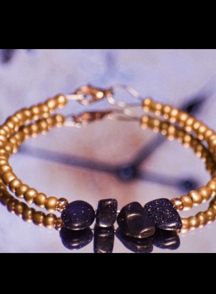 Jewelry Blue Goldstone beaded bangle Size ONE SIZE - 1 Thumbnail