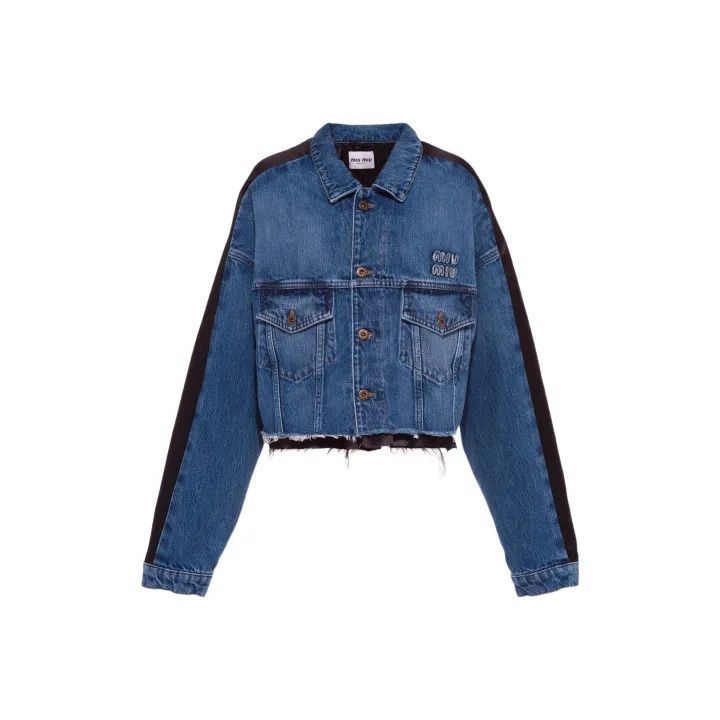 Miu Miu Miu Miu Denim Cropped Jacket with Patches 0079 Size M / US 6-8 / IT 42-44 - 1 Thumbnail