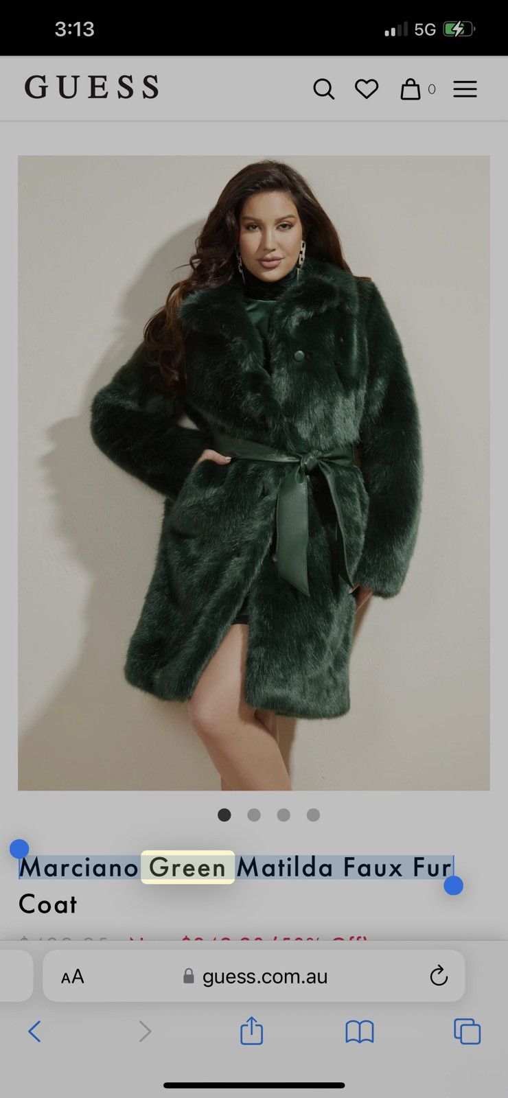Guess Gorgeous Marciano Green Matilda Faux Fur Size L / US 10 / IT 46 - 3 Thumbnail