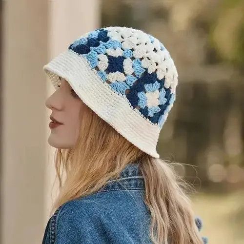 VIBE Handmade Flower Crochet Bucket Hat Size ONE SIZE - 3 Thumbnail