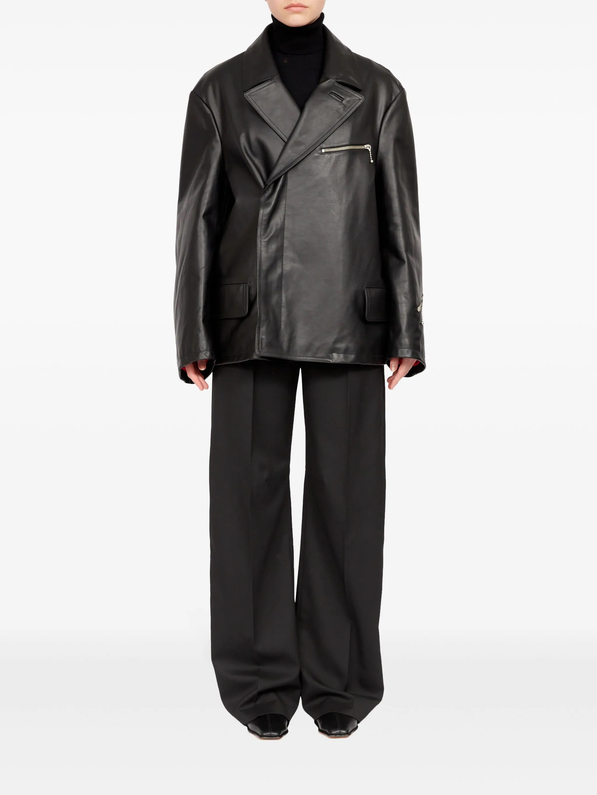 Maison Margiela oc11z0925 Zip-detailing Leather Jacket in Black Size S / US 4 / IT 40 - 2 Thumbnail
