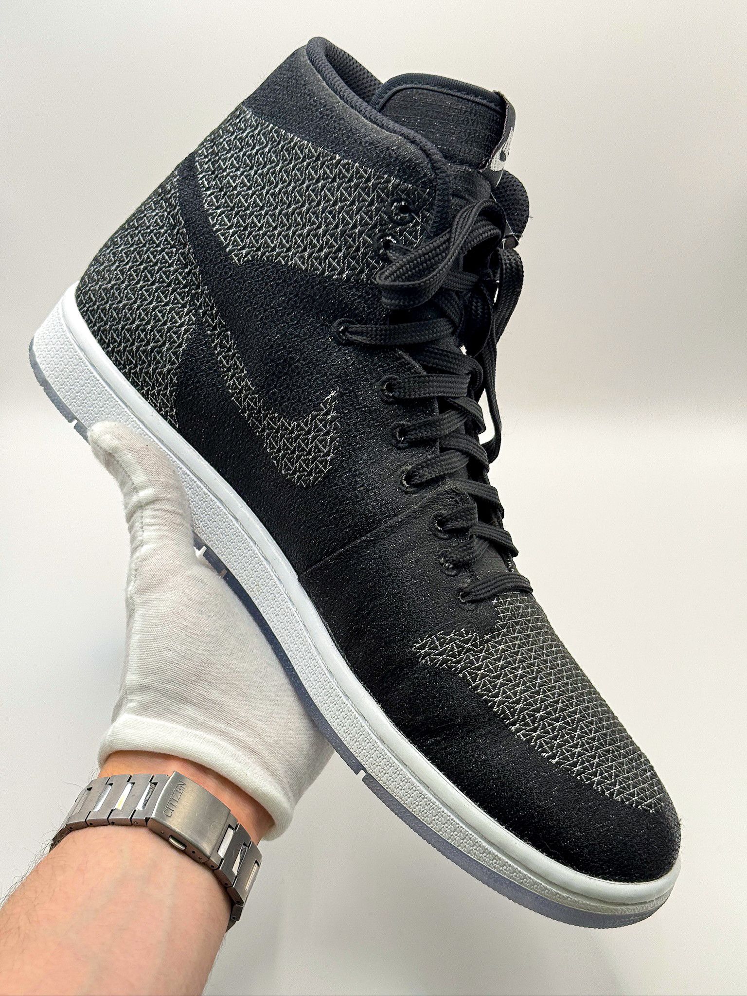 Nike Nike Air Jordan 1 High Knit Black Grey Sneakers Size US 13 / EU 46 - 6 Thumbnail