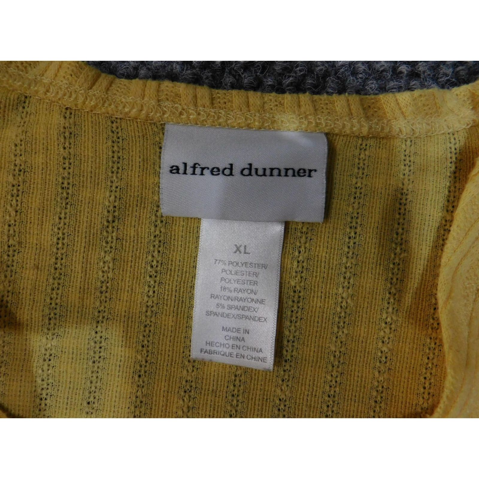 Vintage Alfred Dunner Cardigan Womens XL Yellow Sheer Open Front 3/4 Sleeve Layering Top Size XL / US 12-14 / IT 48-50 - 5 Thumbnail