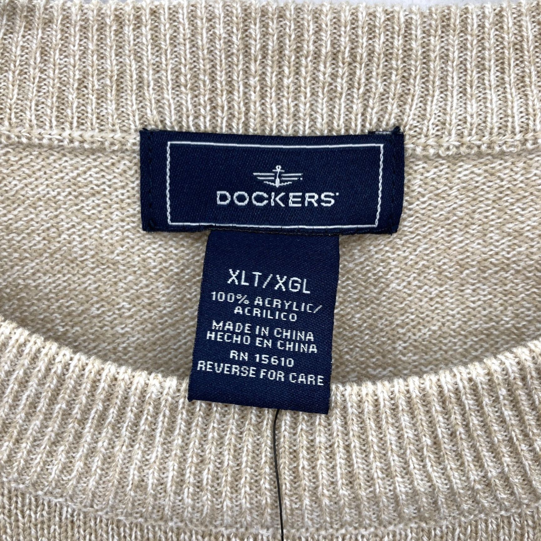 Dockers DOCKERS Sweater Mens XLT Beige Acrylic Striped Knit Casual NWT Big & Tall Pullover Crew Neck, Long Sleeve, All Seasons, Regular Fit, NWT Size US XL / EU 56 / 4 - 4 Thumbnail