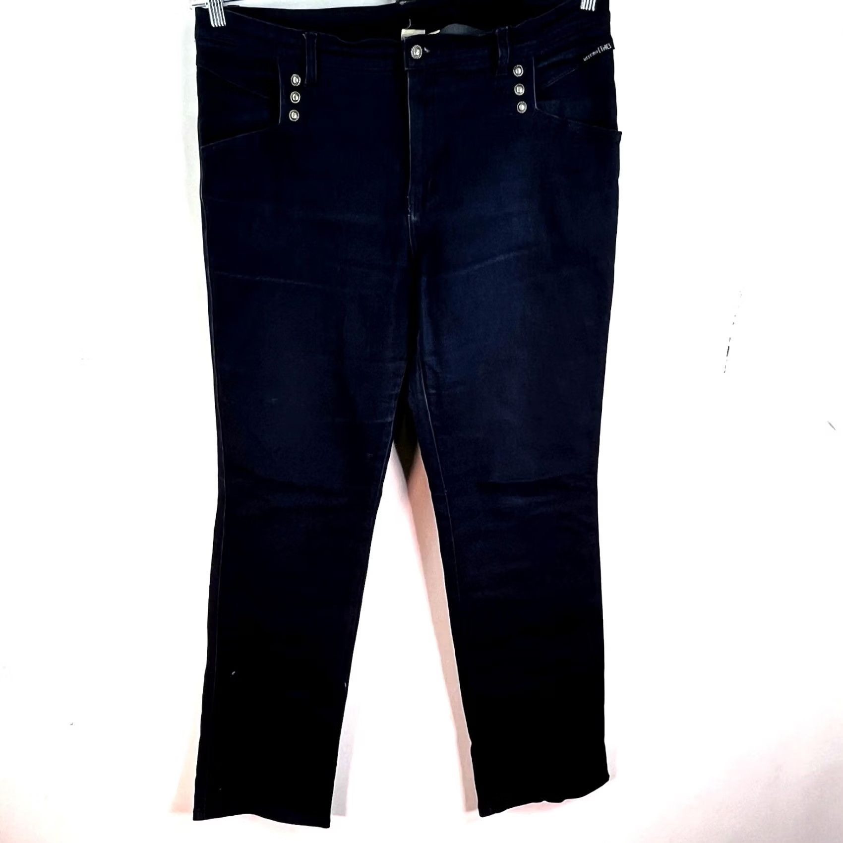 Denime VINTAGE Western Ethics Jeans Bootcut Denim Womens Plus 42x36 Blue Dark 18 High Rise Zip Pockets Cowboy Western Mens Girls Size 40" / US 18 - 2 Thumbnail