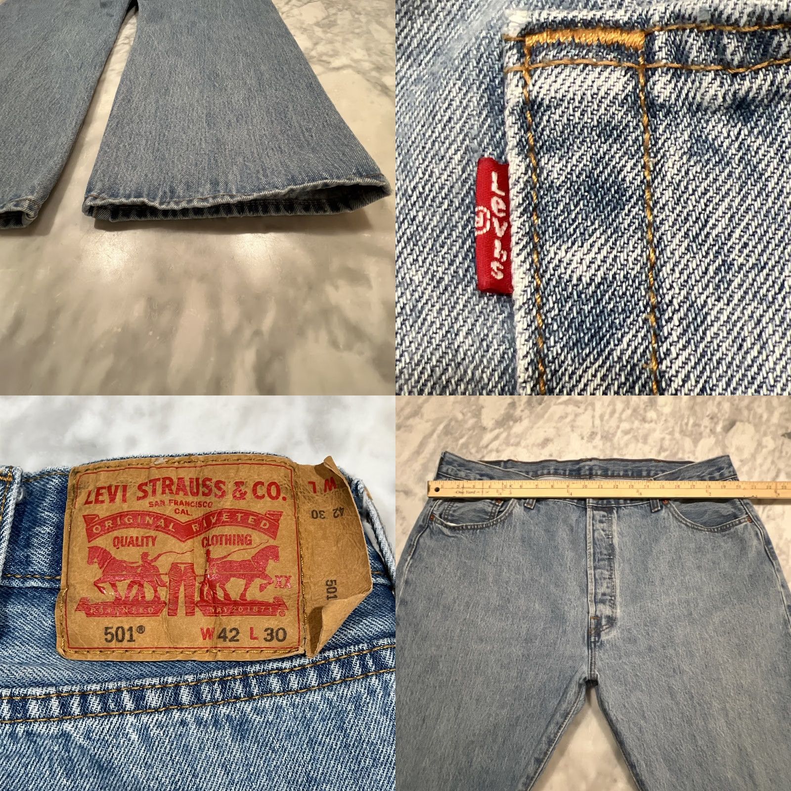 Levi's Levi’s 501 Jeans Men 42x30 Original Button-Fly Straight Denim 5-Pocket Blue Red Tab USA 90s Vintage Style Size US 42 / EU 58 - 8 Thumbnail