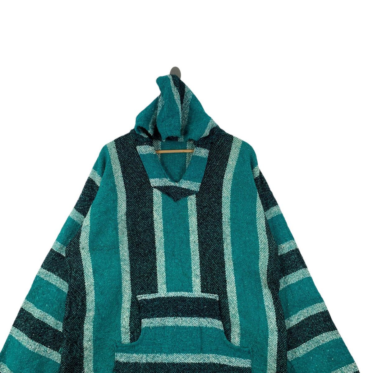 Vintage Vintage 80s MEXICAN BAJA PONCHO Chavitos Rug Woven Hoodie Size US XXL / EU 58 / 5 - 2 Thumbnail