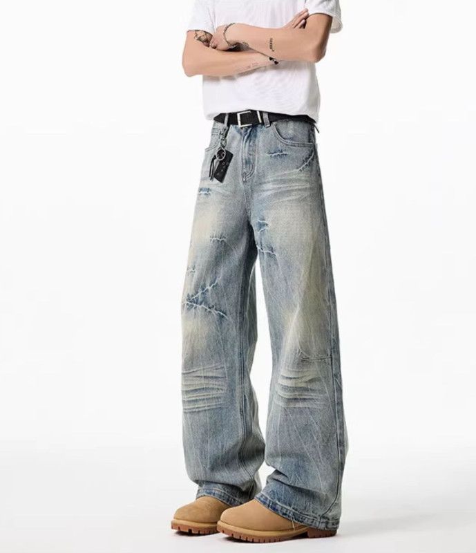 Vintage Men's American-Style Washed & Distressed Wide-Leg Jeans Size US 32 / EU 48 - 3 Thumbnail