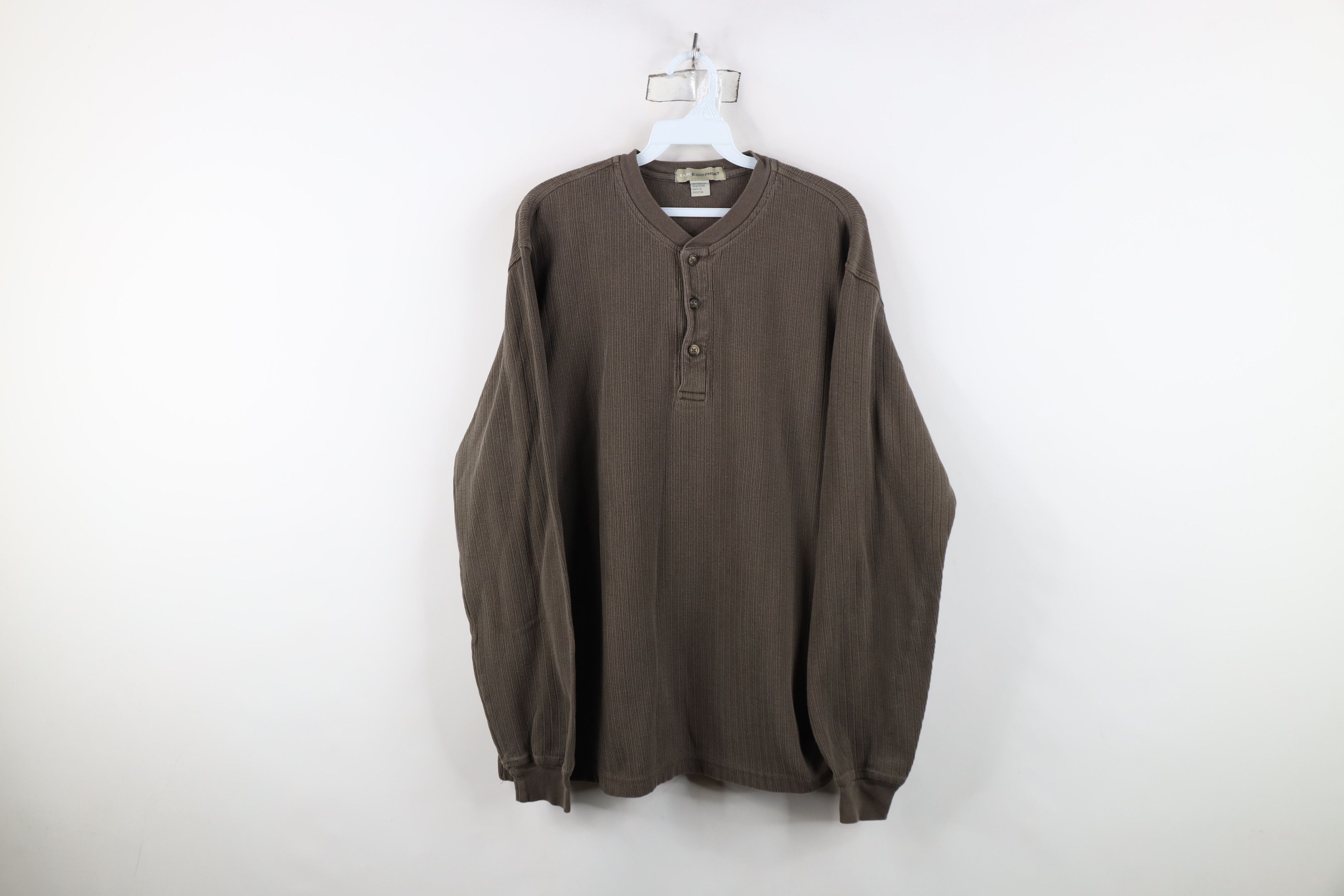 Vintage Vintage 90s Streetwear Ribbed Long Sleeve Henley T-Shirt Size US L / EU 52-54 / 3 - 1 Thumbnail