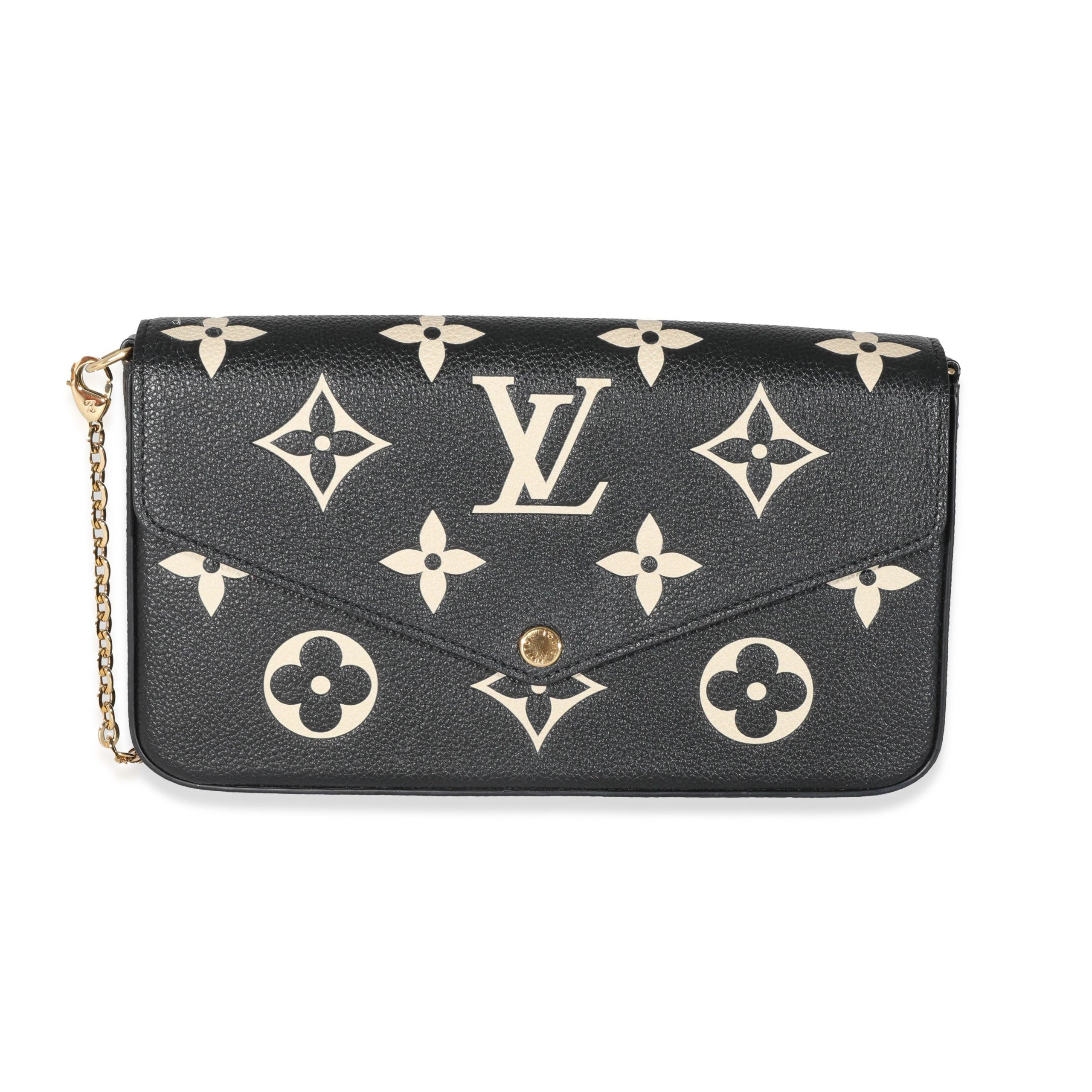 image of Louis Vuitton Black Beige Monogram Empreinte Félicie Pochette, Women's