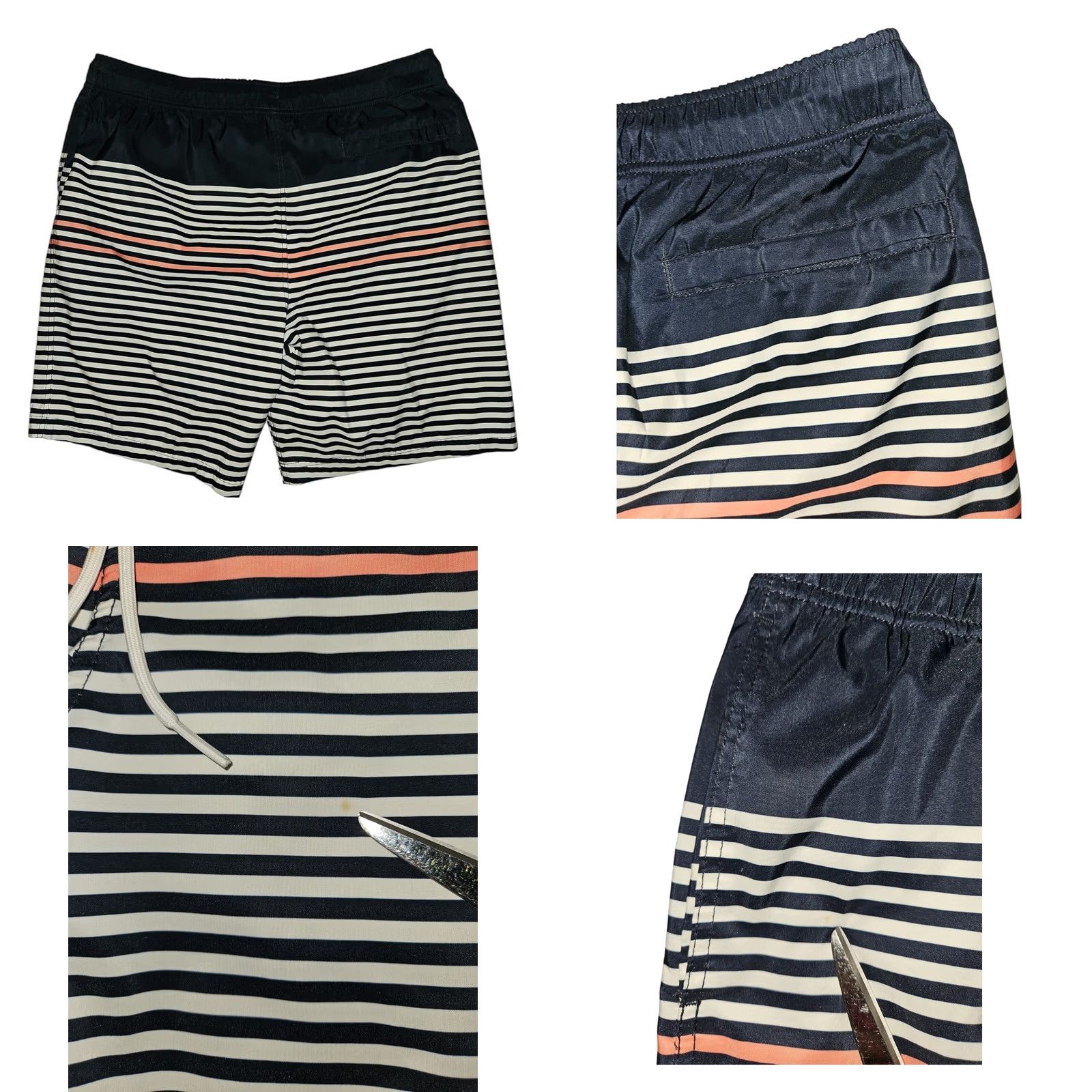 Nautica Nautica Swim Trunks Mens Large Blue Striped Beach Vacation Draw String Size ONE SIZE - 8 Thumbnail